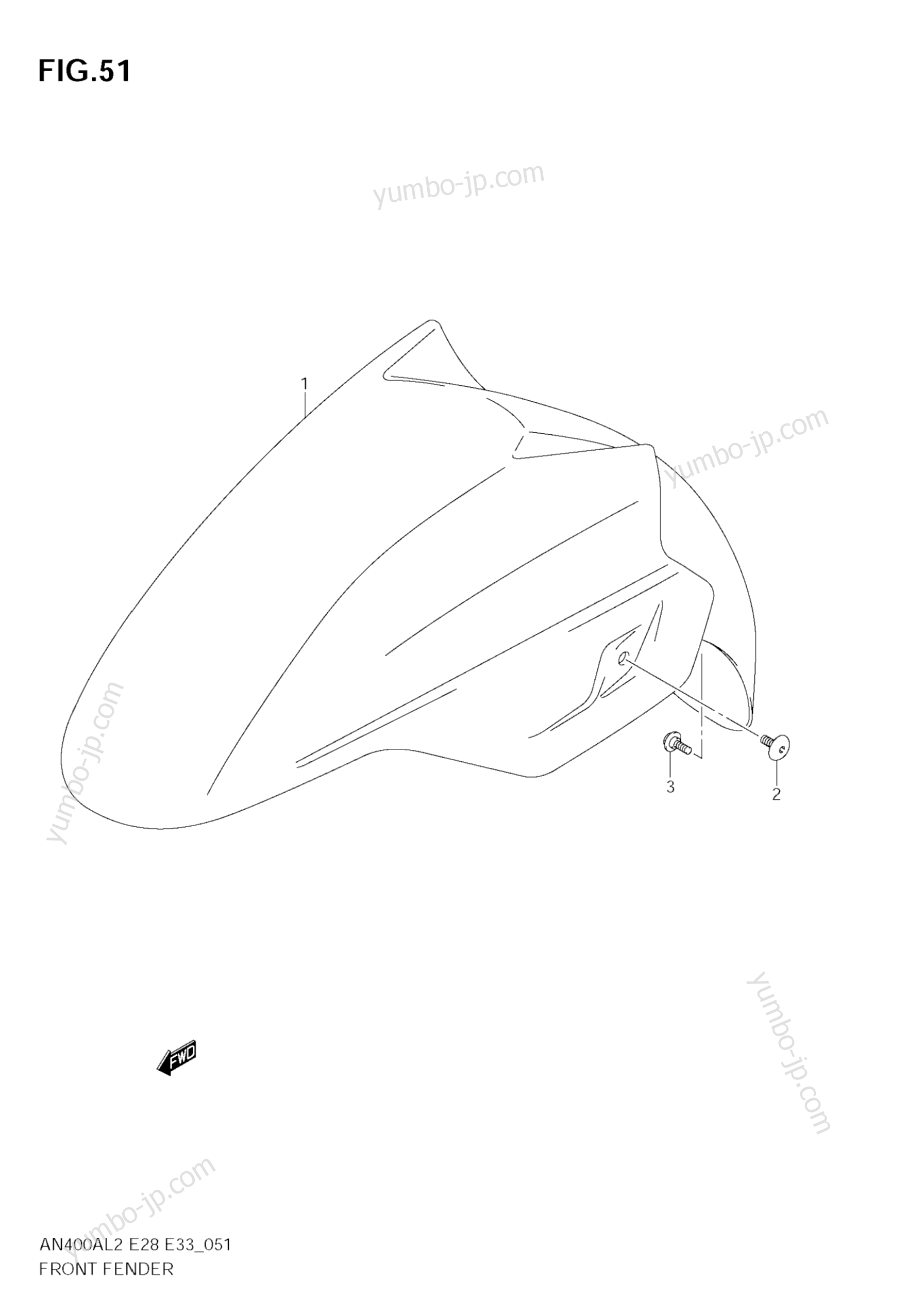 FRONT FENDER (AN400A L2 E33) for scooters SUZUKI Burgman (AN400A) 2012 year