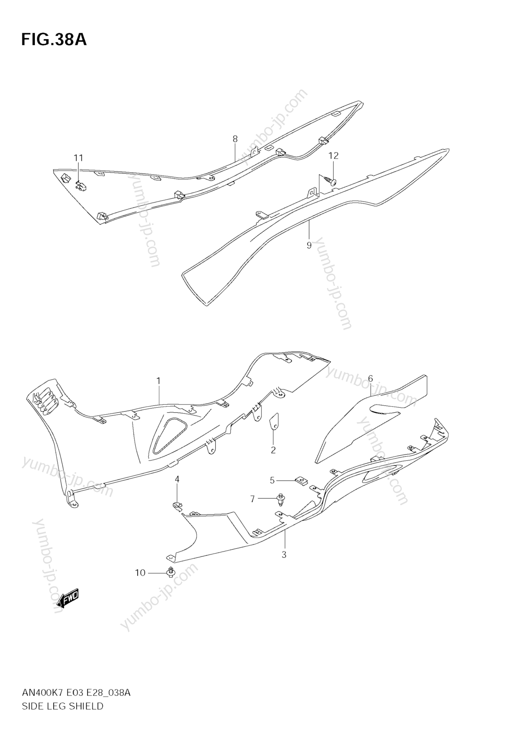 SIDE LEG SHIELD (MODEL K9) для скутеров SUZUKI Burgman (AN400) 2007 г.