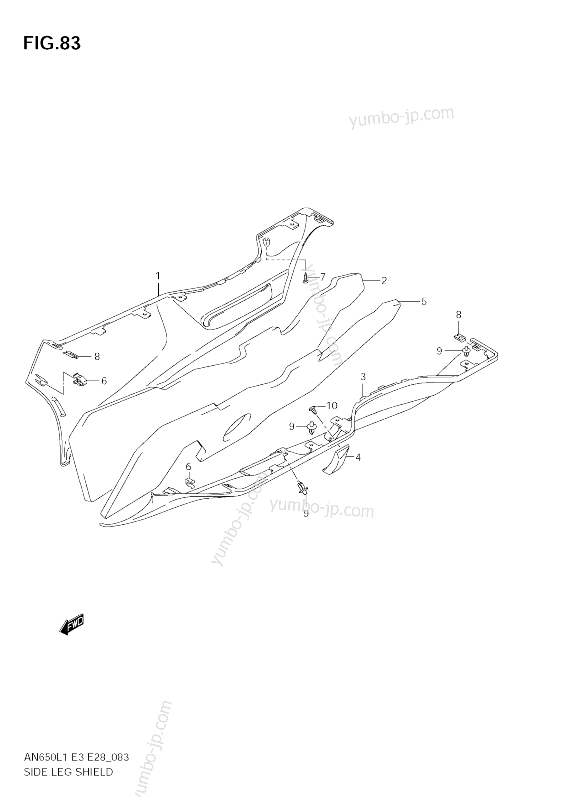 SIDE LEG SHIELD (AN650 L1 E3) для скутеров SUZUKI Burgman (AN650A) 2011 г.