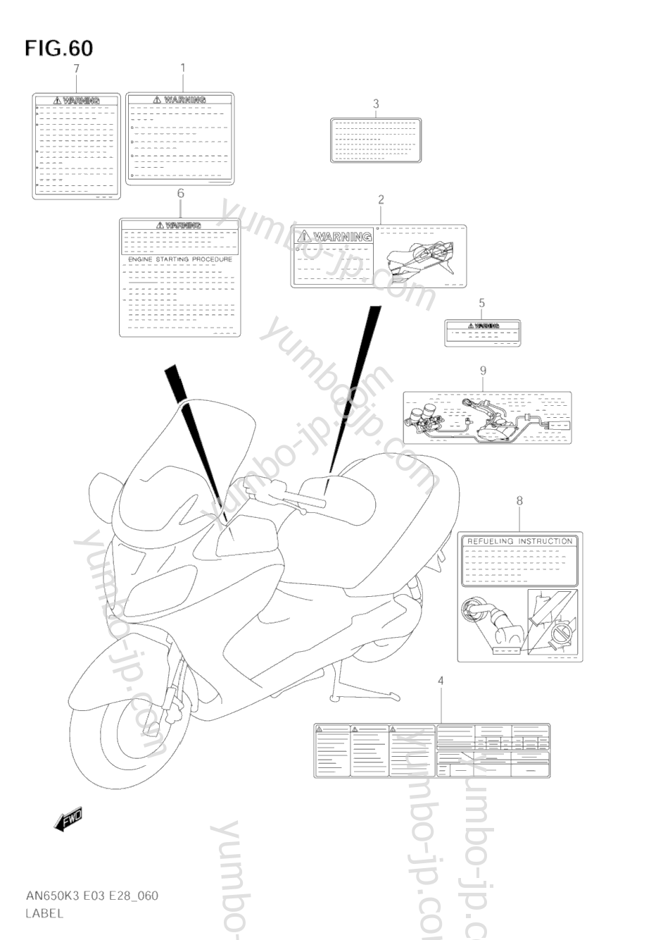 Эмблемы, наклейки для скутеров SUZUKI Burgman (AN650) 2003 г.