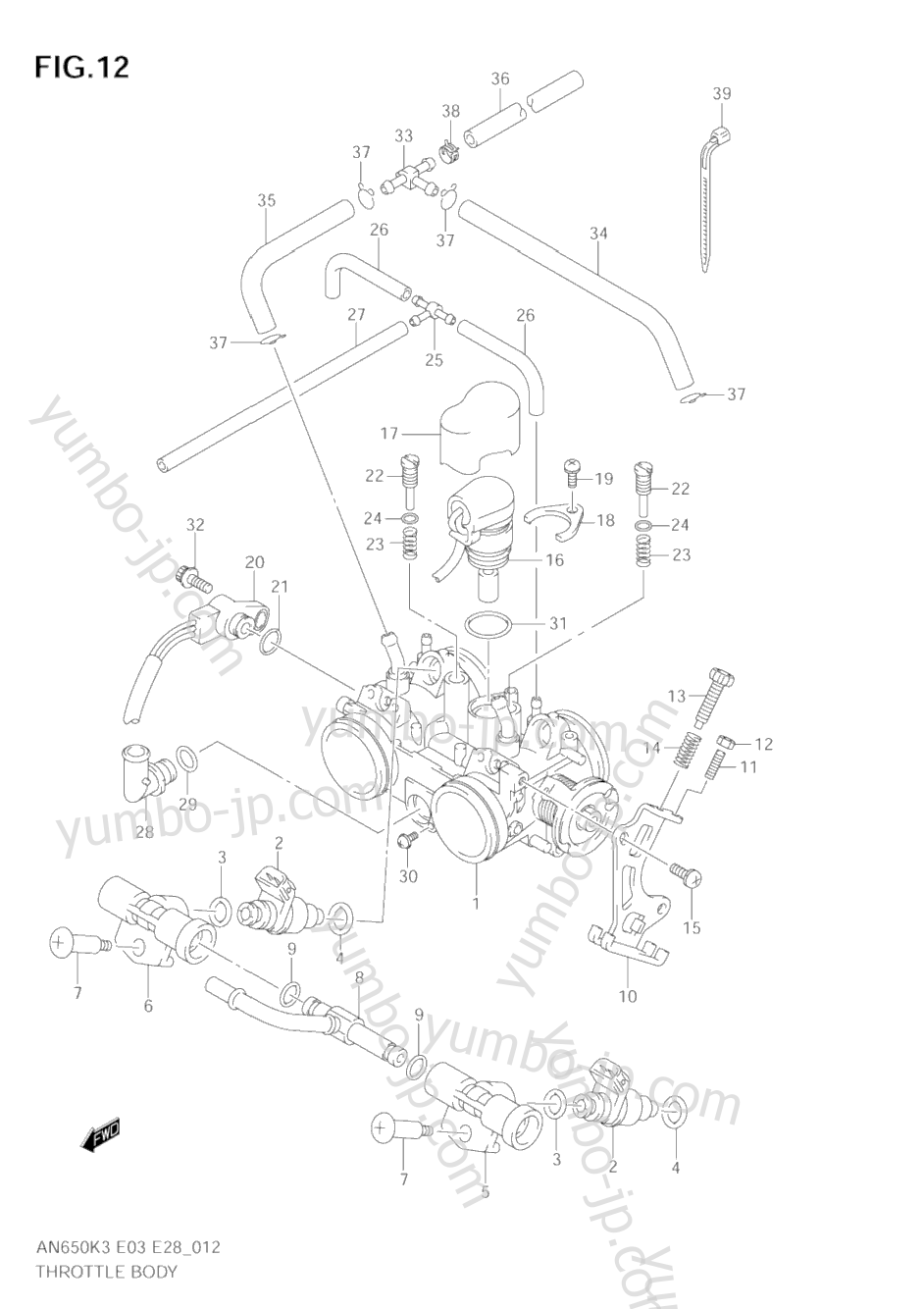 Дросельная заслонка для скутеров SUZUKI Burgman (AN650) 2003 г.