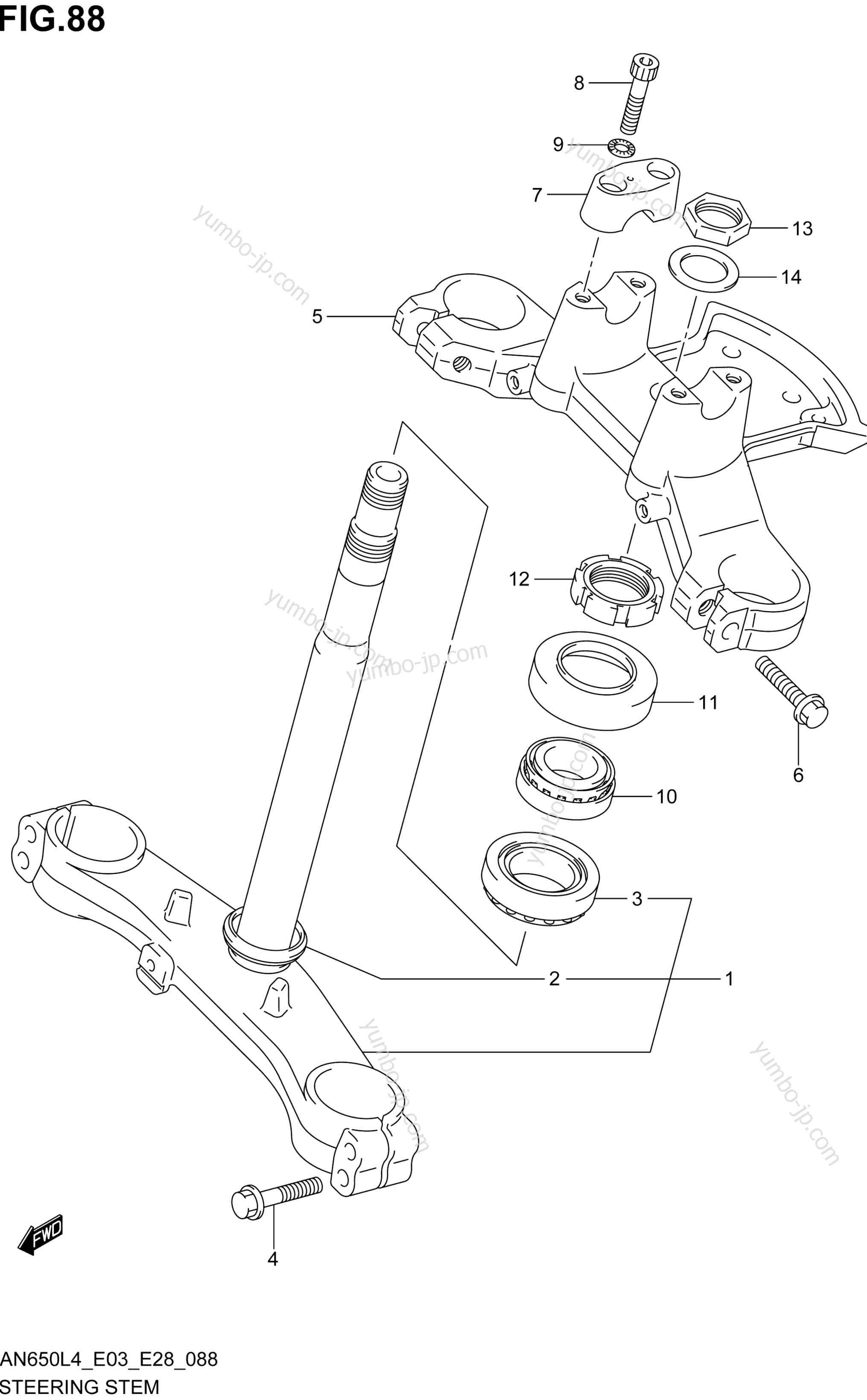 STEERING STEM for scooters SUZUKI AN650 2014 year