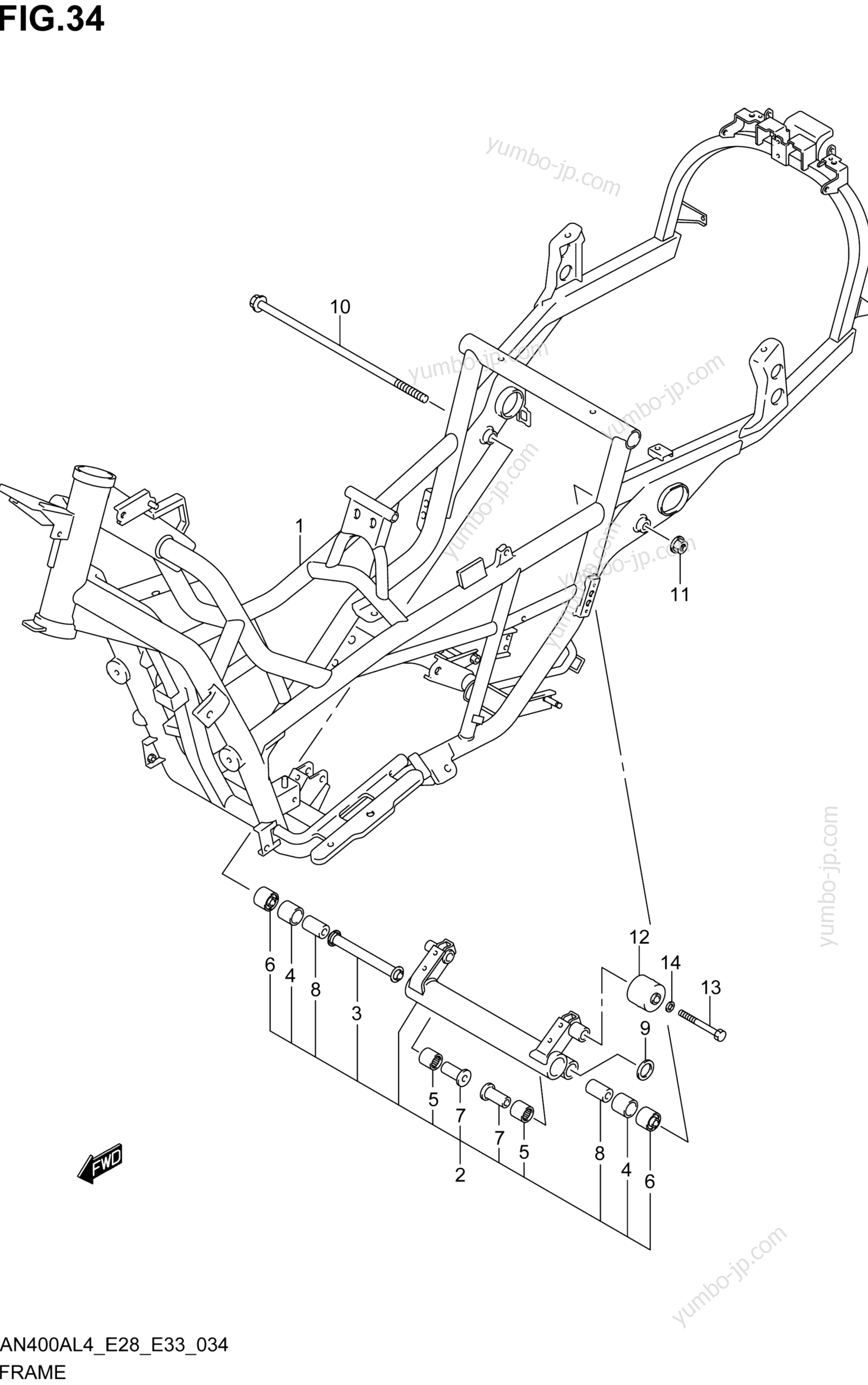FRAME for scooters SUZUKI AN400A 2014 year