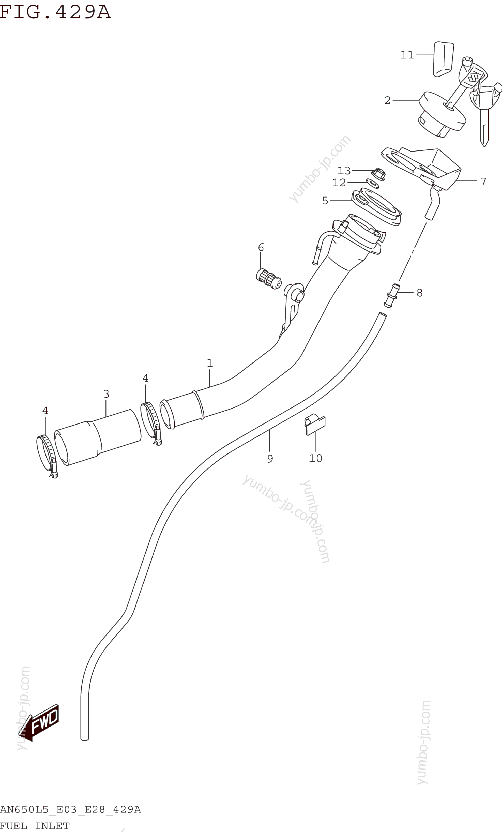 FUEL INLET для скутеров SUZUKI AN650 2015 г.