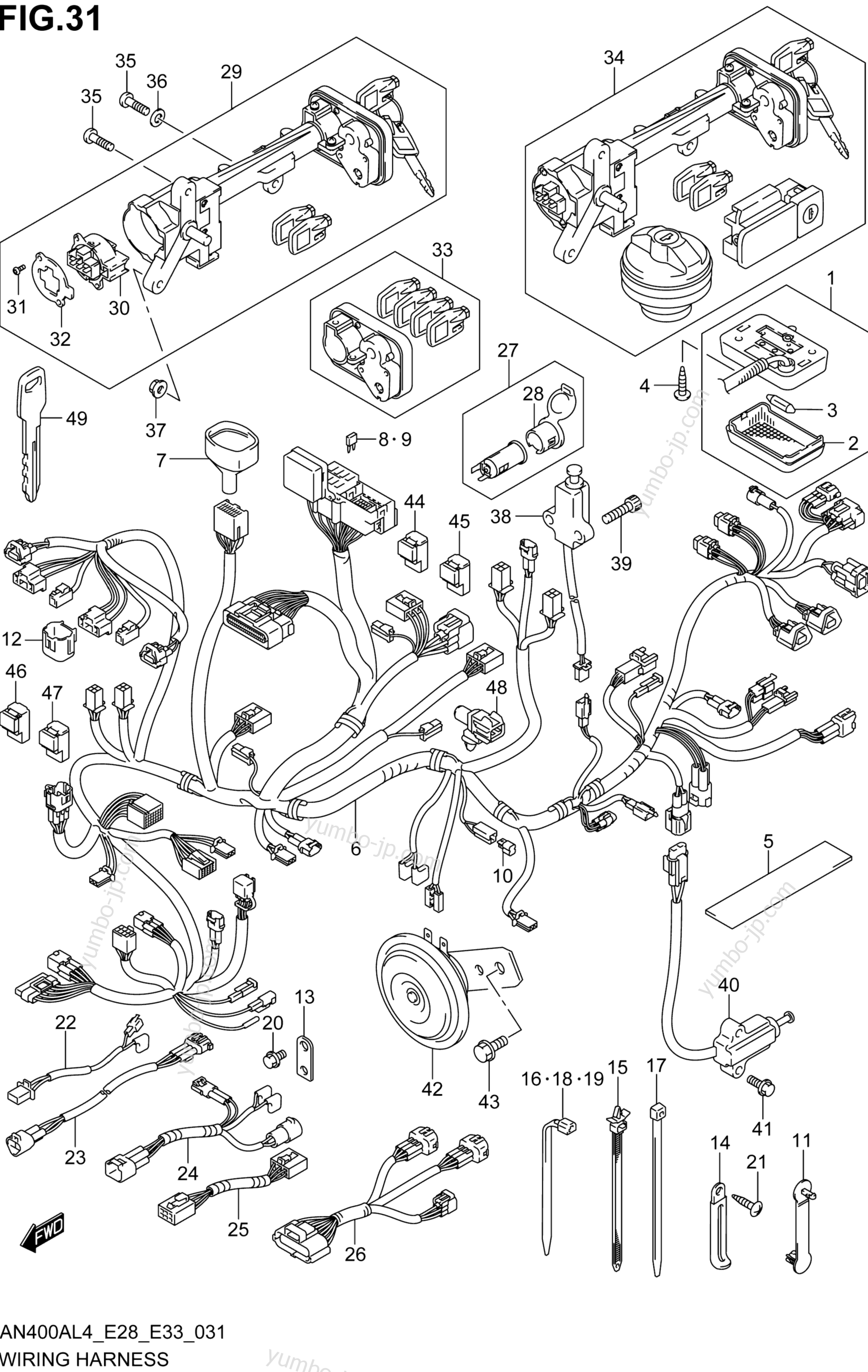 WIRING HARNESS for scooters SUZUKI AN400A 2014 year