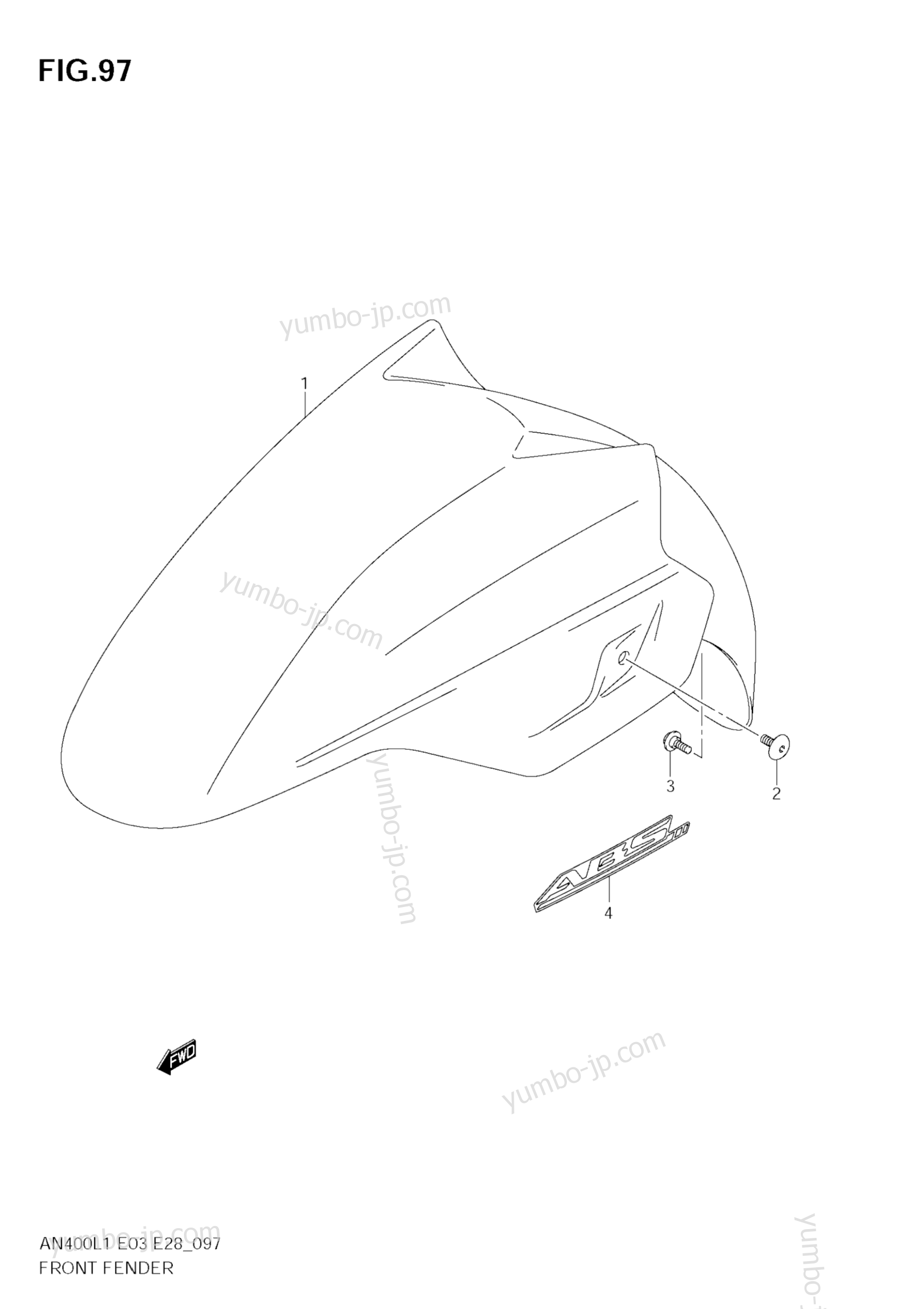 FRONT FENDER (AN400A L1 E33) for scooters SUZUKI Burgman (AN400A) 2011 year