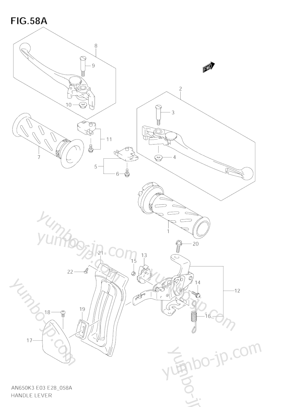 HANDLE LEVER (MODEL K5) для скутеров SUZUKI Burgman (AN650) 2003 г.