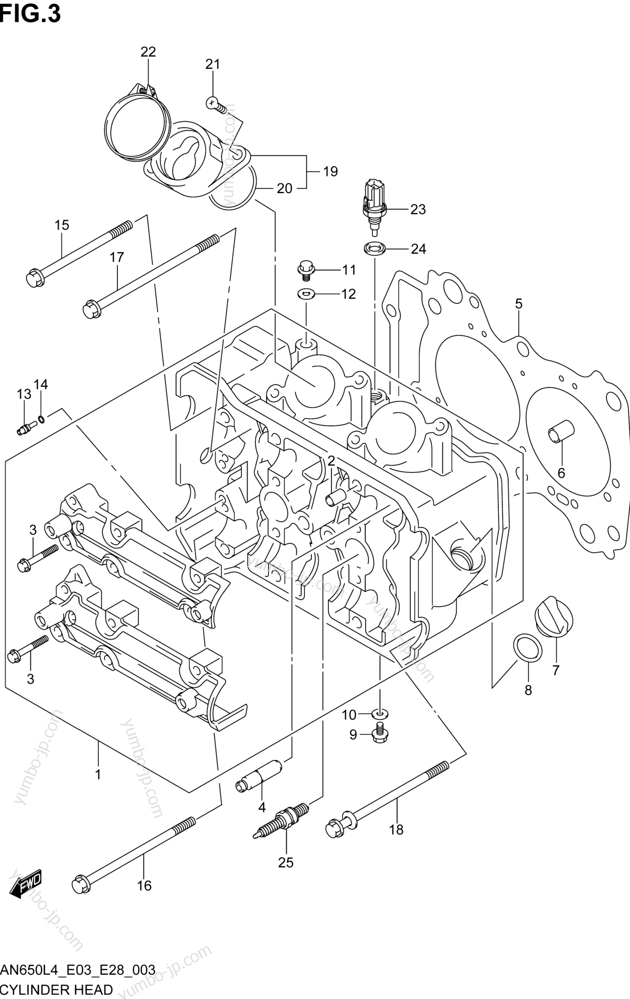 CYLINDER HEAD for scooters SUZUKI AN650 2014 year