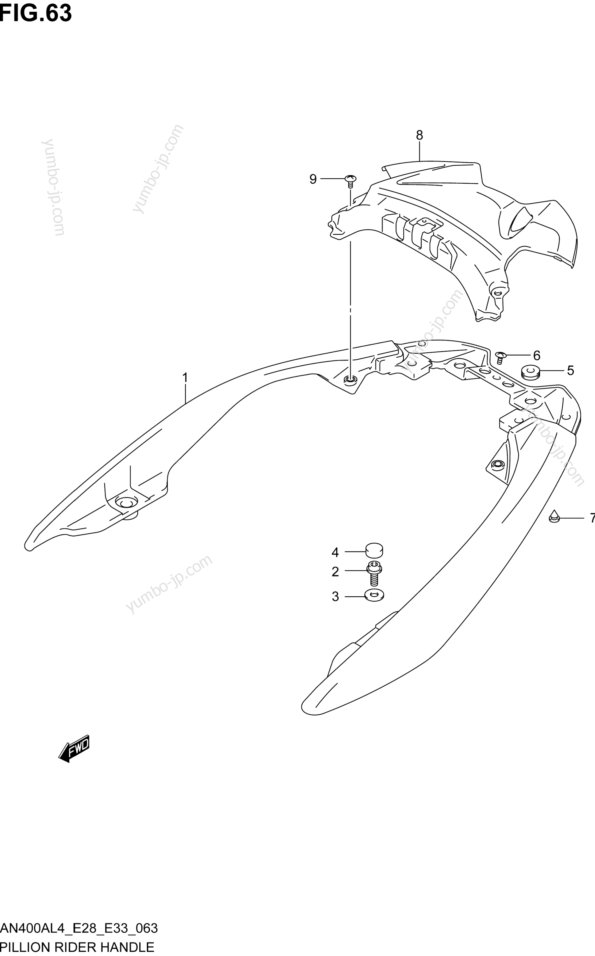PILLION RIDER HANDLE (AN400AL4 E33) for scooters SUZUKI AN400A 2014 year