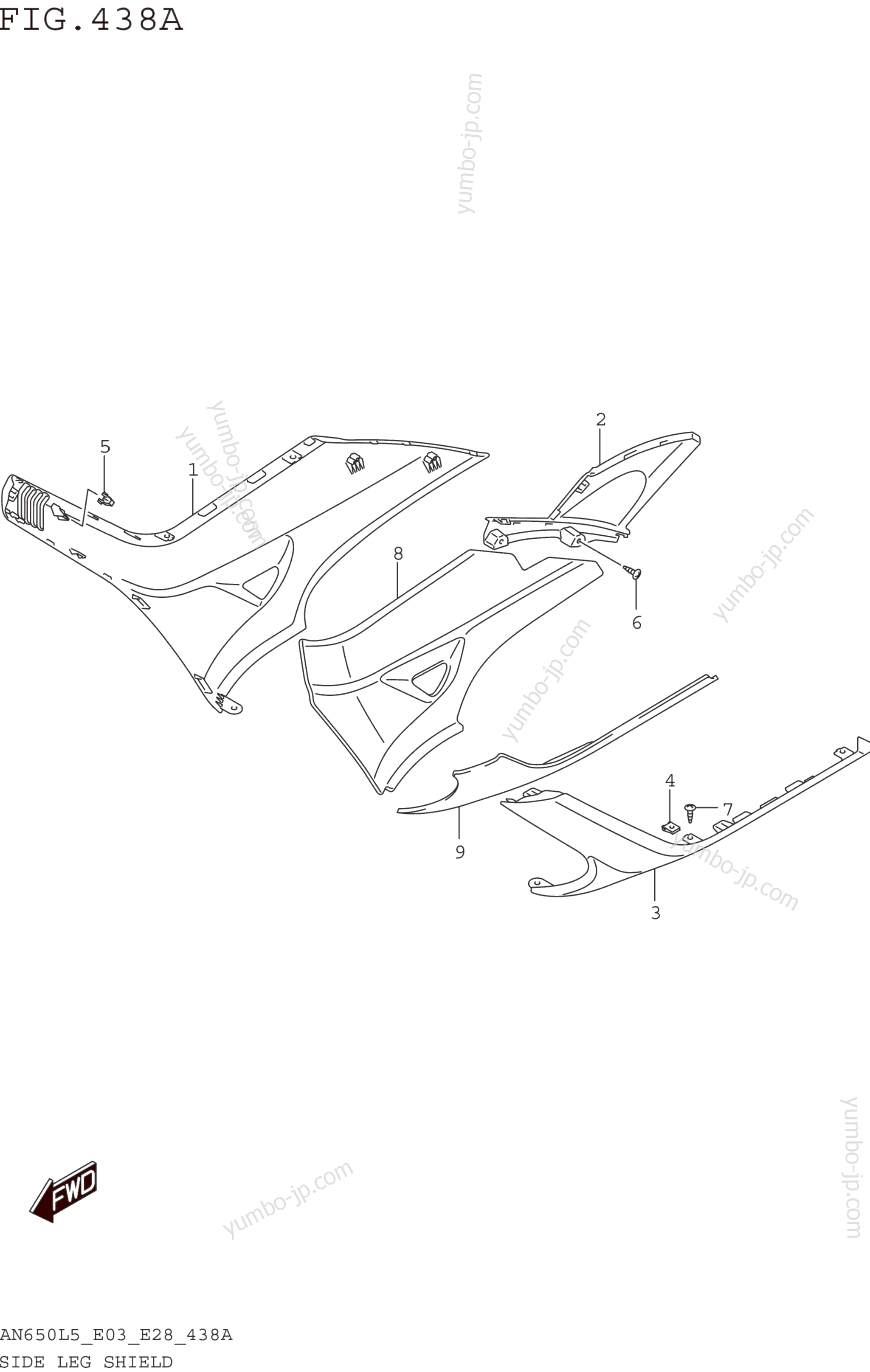 SIDE LEG SHIELD for scooters SUZUKI AN650 2015 year