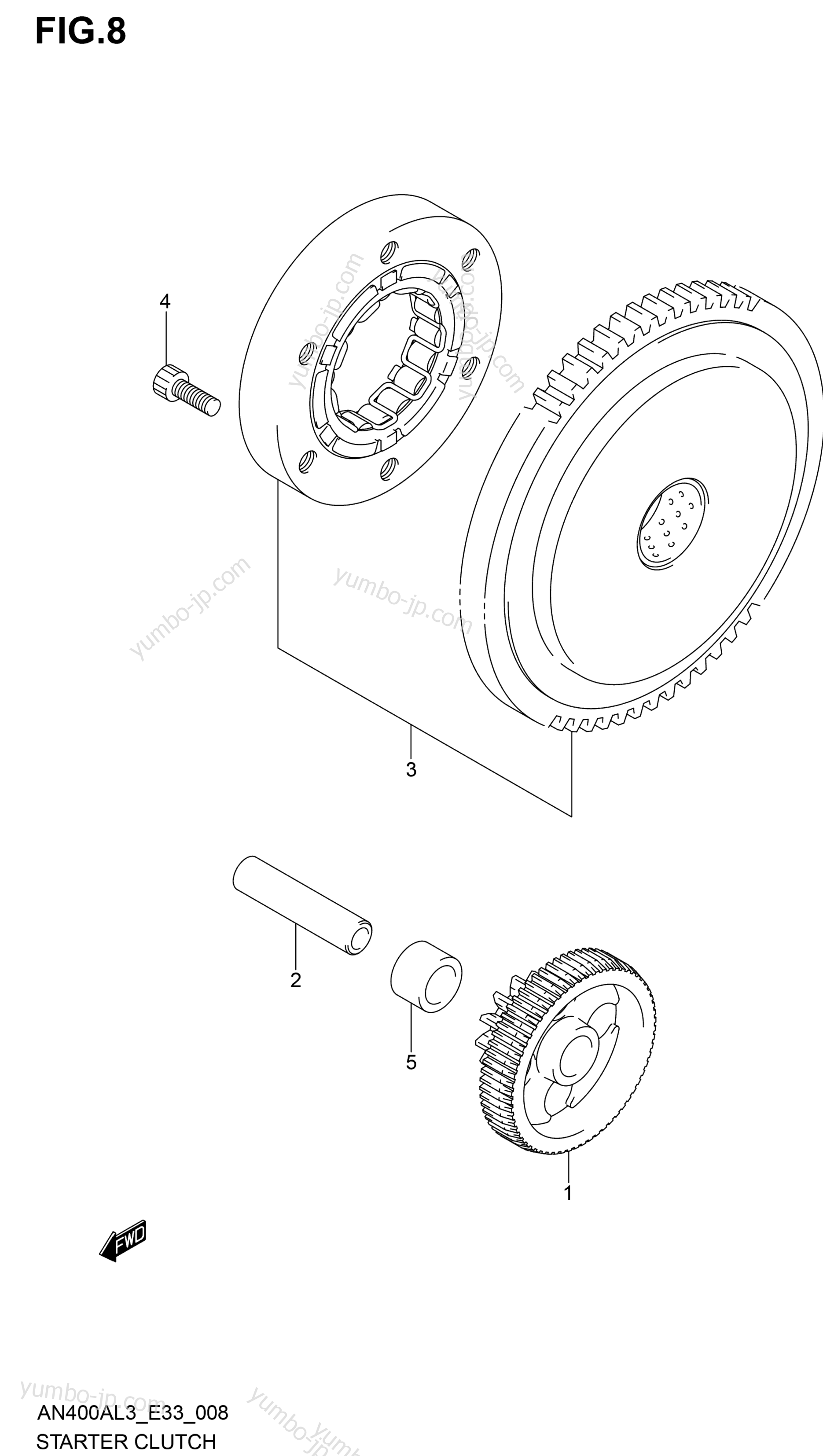 STARTER CLUTCH for scooters SUZUKI AN400A 2013 year