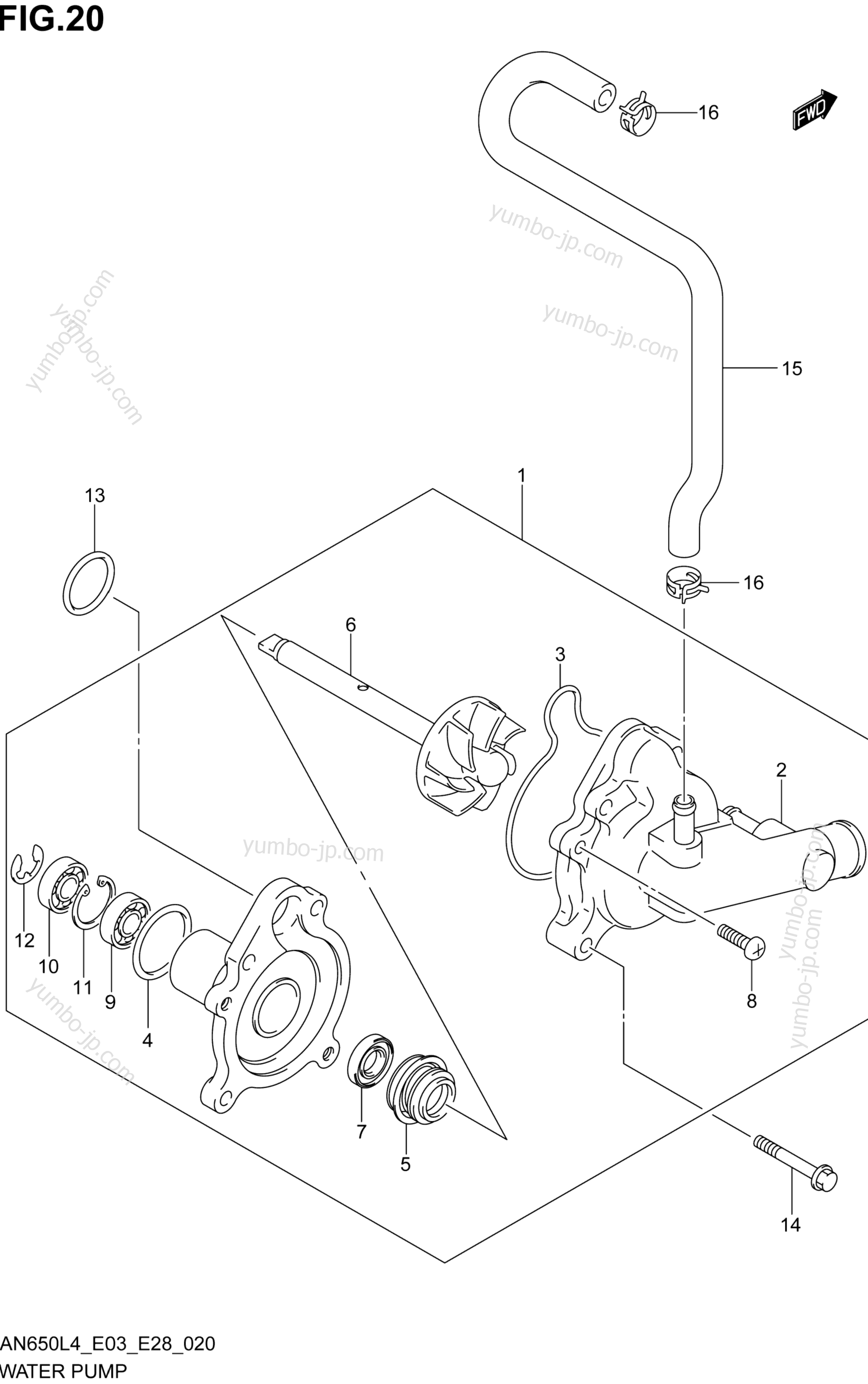 WATER PUMP for scooters SUZUKI AN650 2014 year
