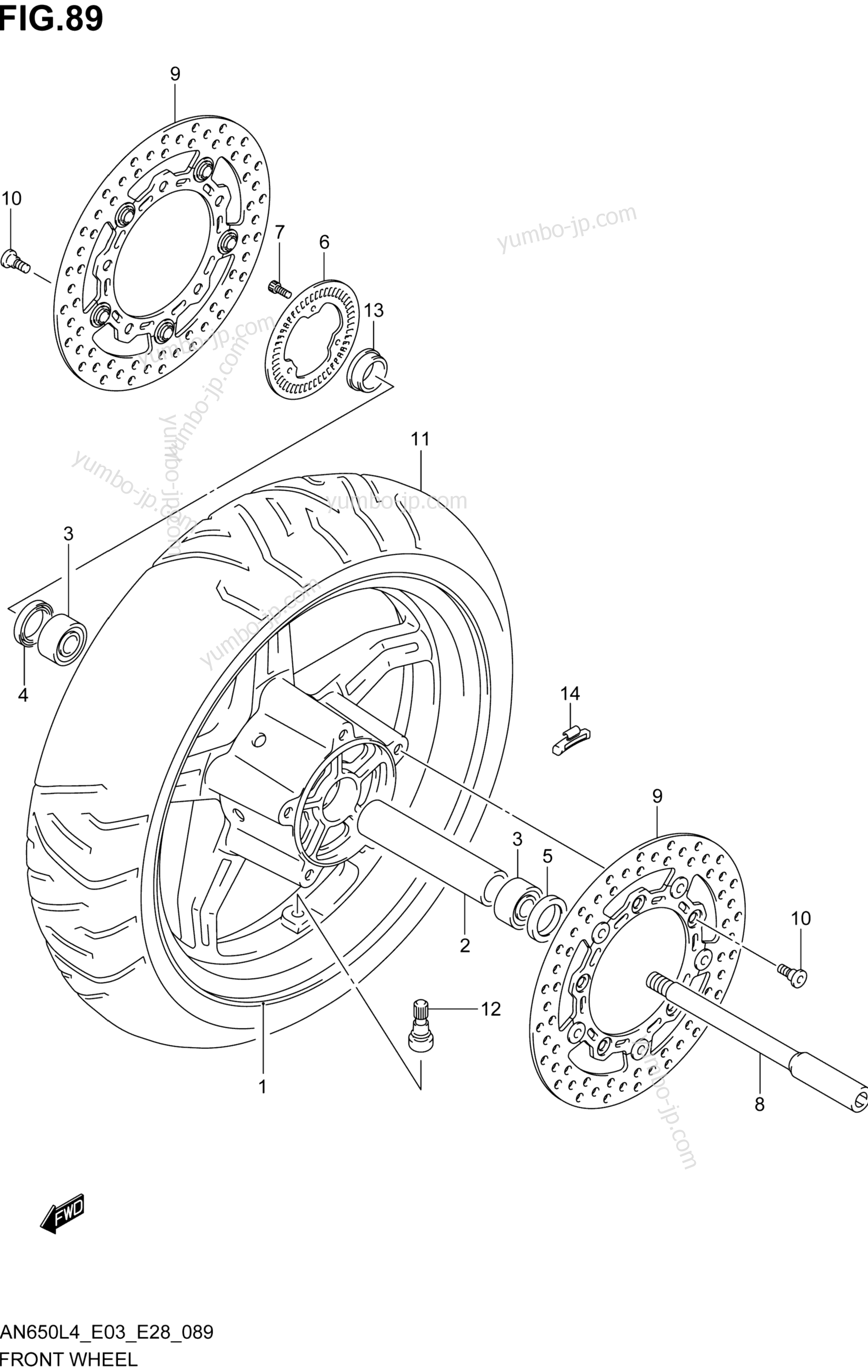 FRONT WHEEL for scooters SUZUKI AN650 2014 year