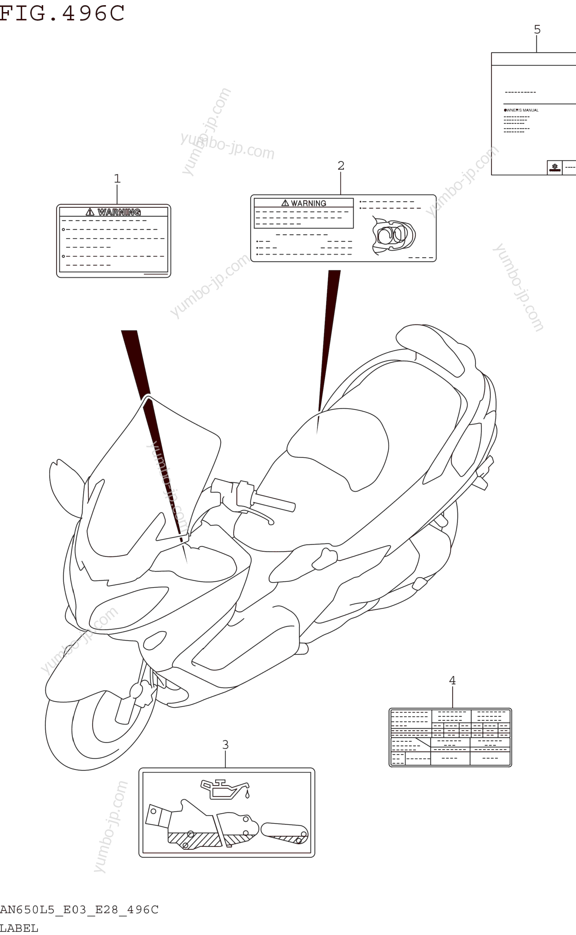 LABEL (AN650ZL5 E28) for scooters SUZUKI AN650 2015 year