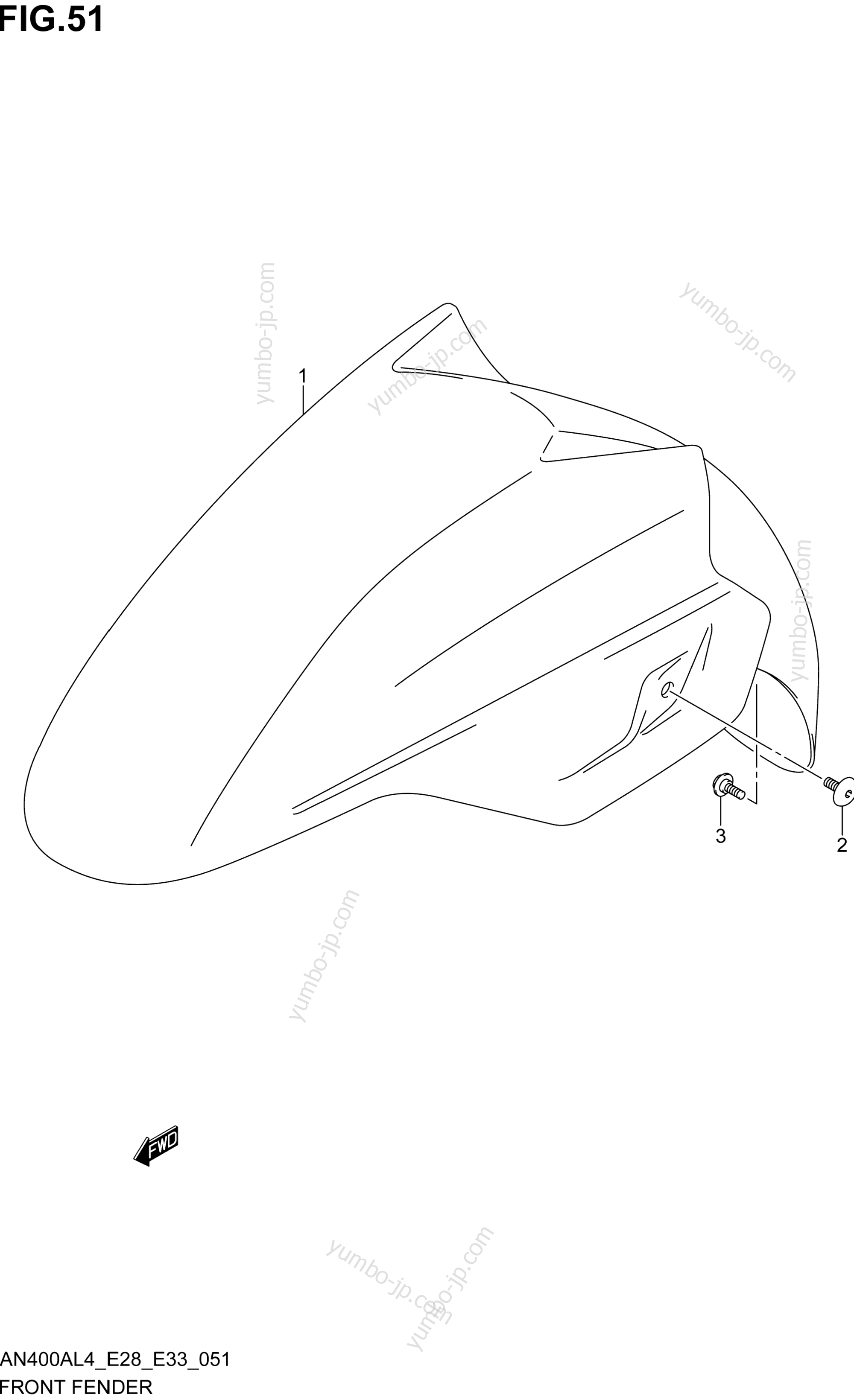 FRONT FENDER (AN400ZAL4 E28) для скутеров SUZUKI AN400A 2014 г.