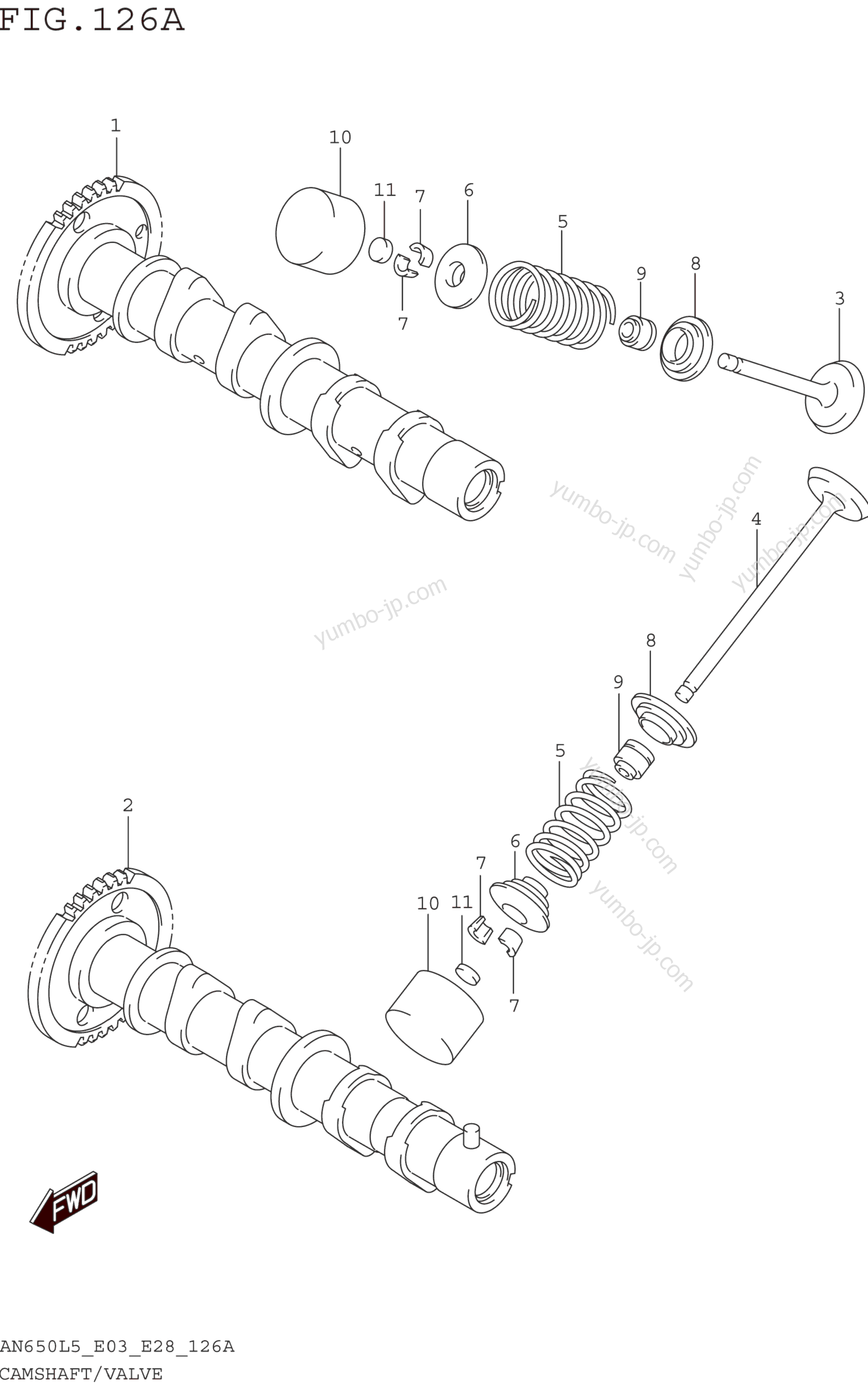 CAMSHAFT/VALVE for scooters SUZUKI AN650 2015 year