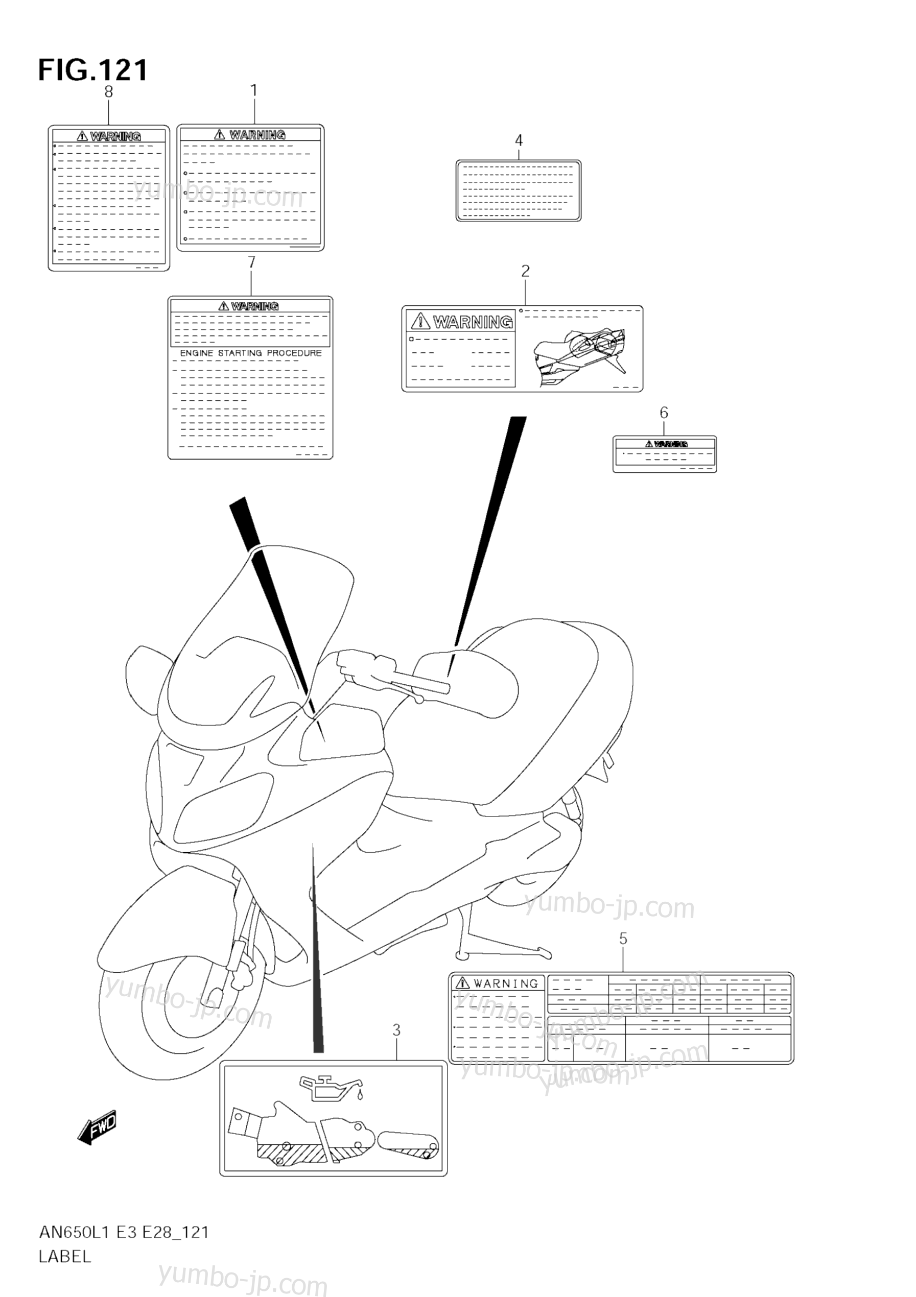 LABEL (AN650 L1 E3) для скутеров SUZUKI Burgman (AN650A) 2011 г.