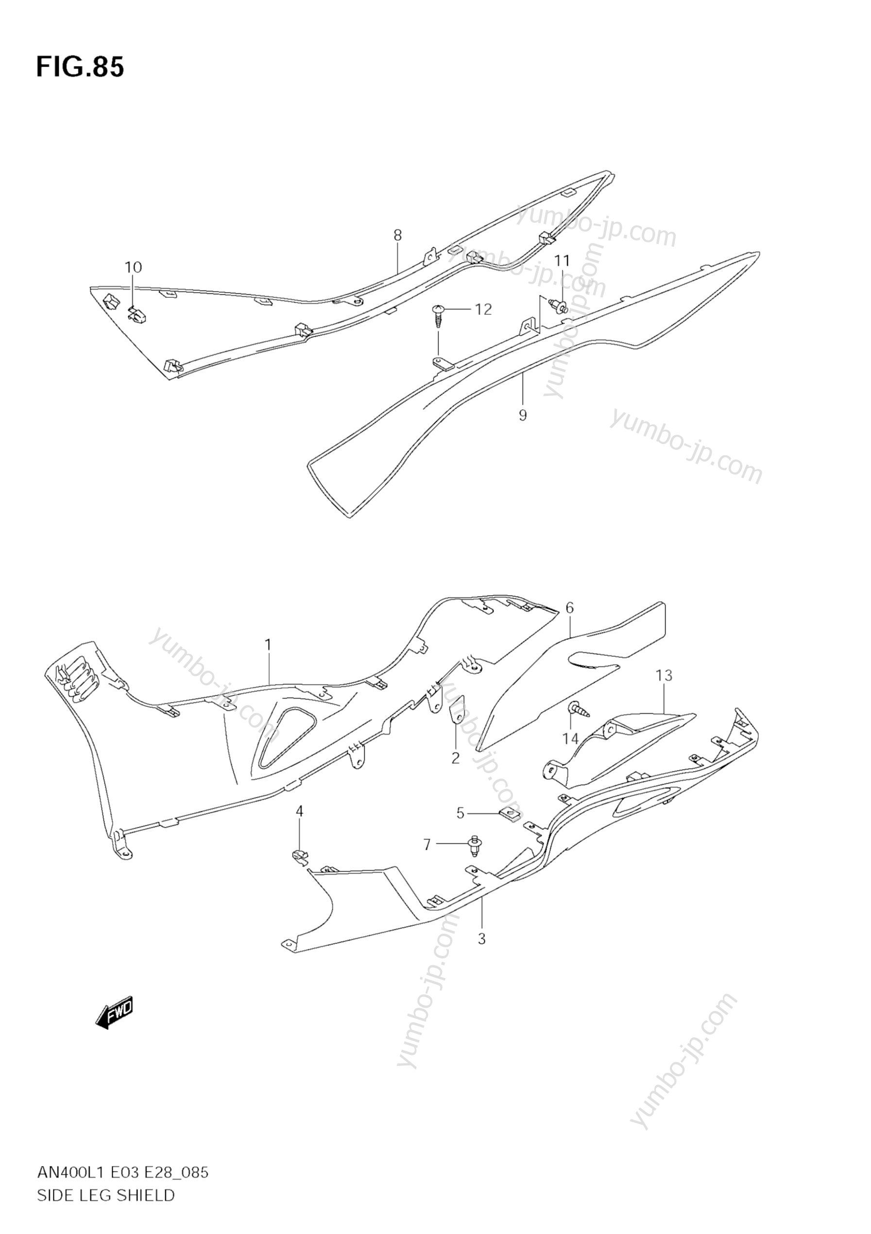 SIDE LEG SHIELD (AN400ZA L1 E28) для скутеров SUZUKI Burgman (AN400) 2011 г.