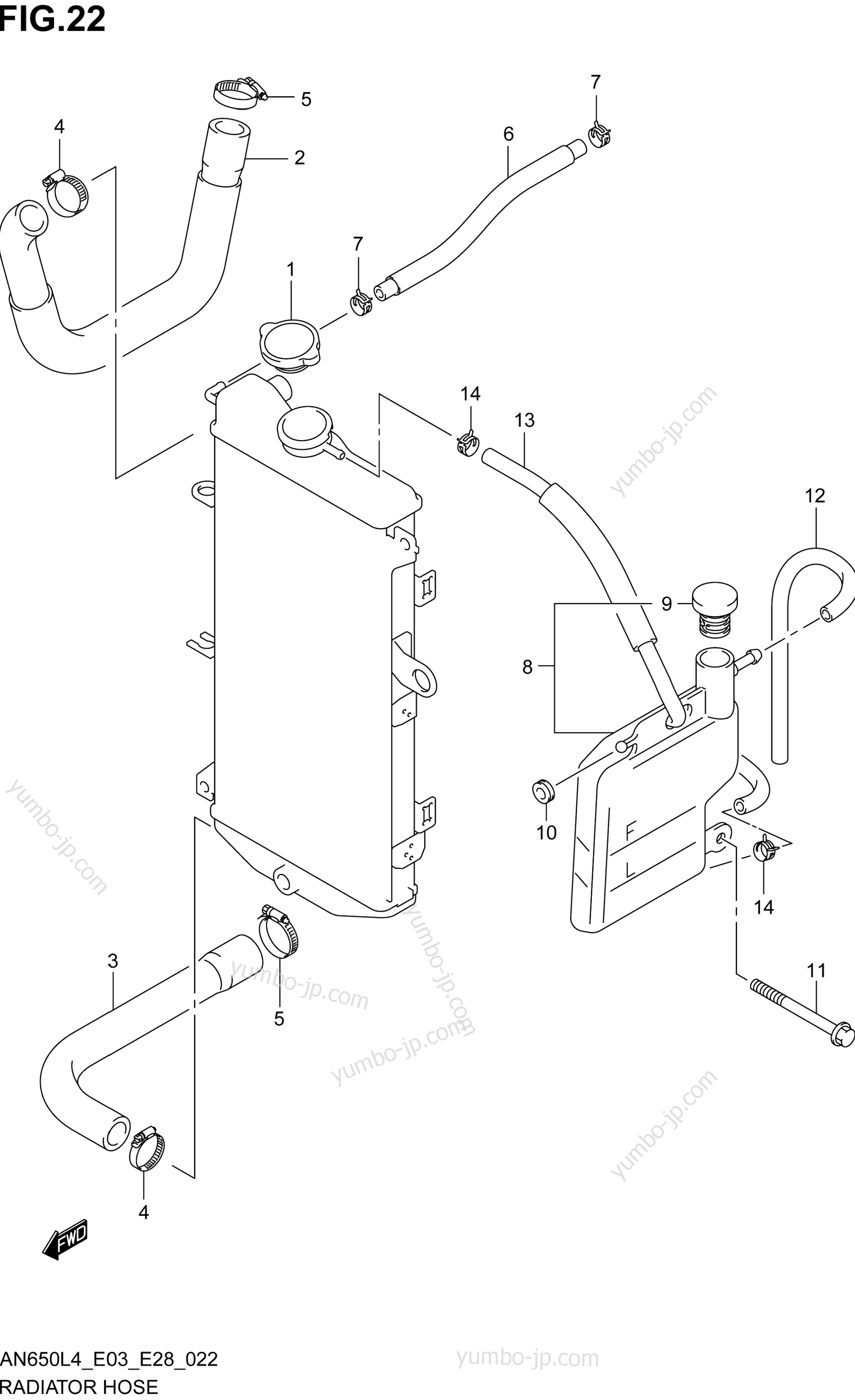 RADIATOR HOSE for scooters SUZUKI AN650 2014 year