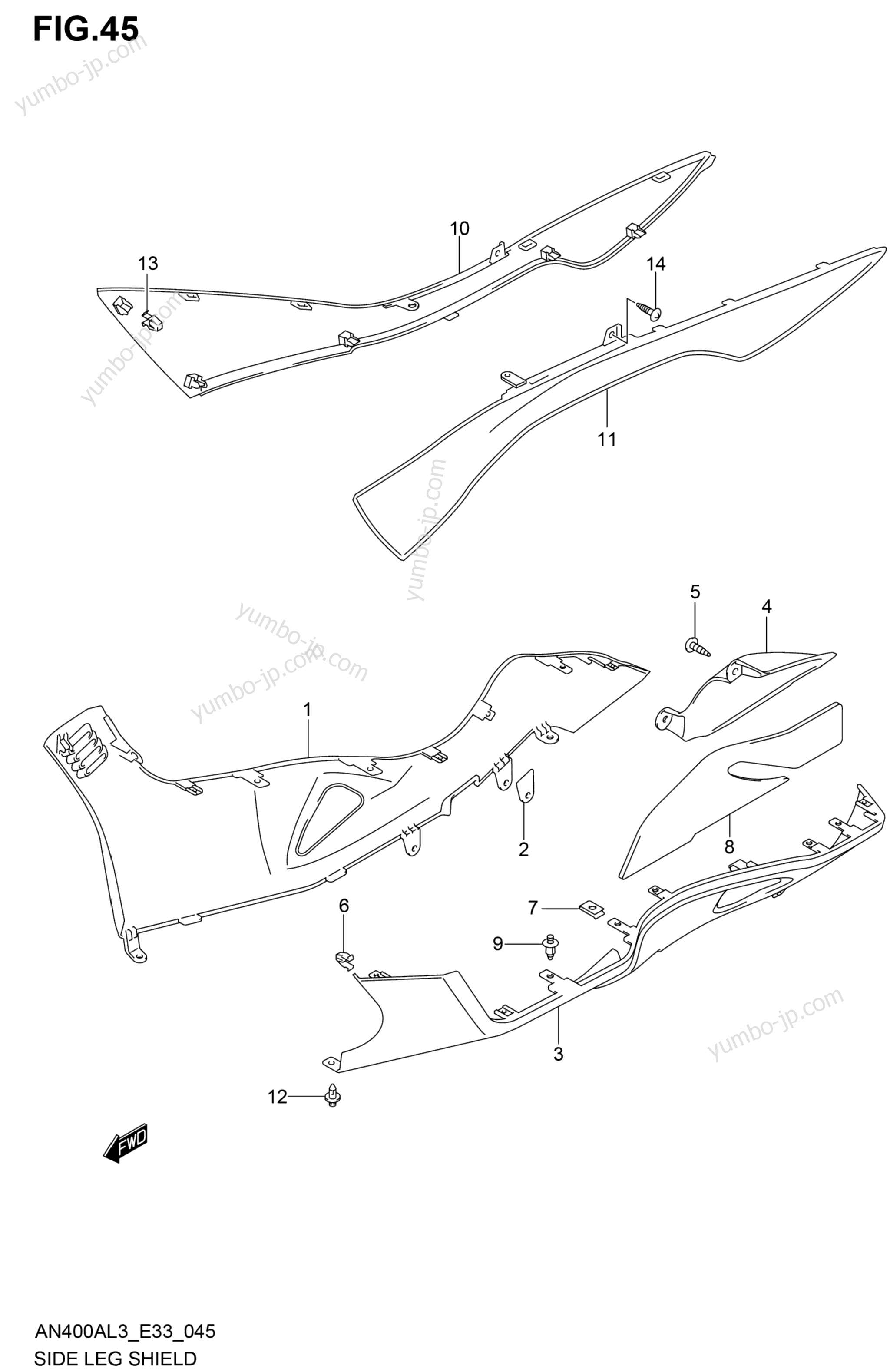 SIDE LEG SHIELD (AN400ZAL3 E28) для скутеров SUZUKI AN400A 2013 г.