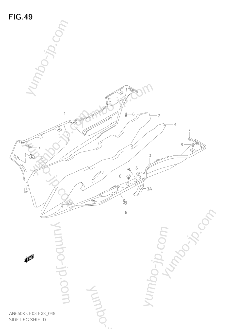 SIDE LEG SHIELD (MODEL K3/K4) для скутеров SUZUKI Burgman (AN650) 2003 г.