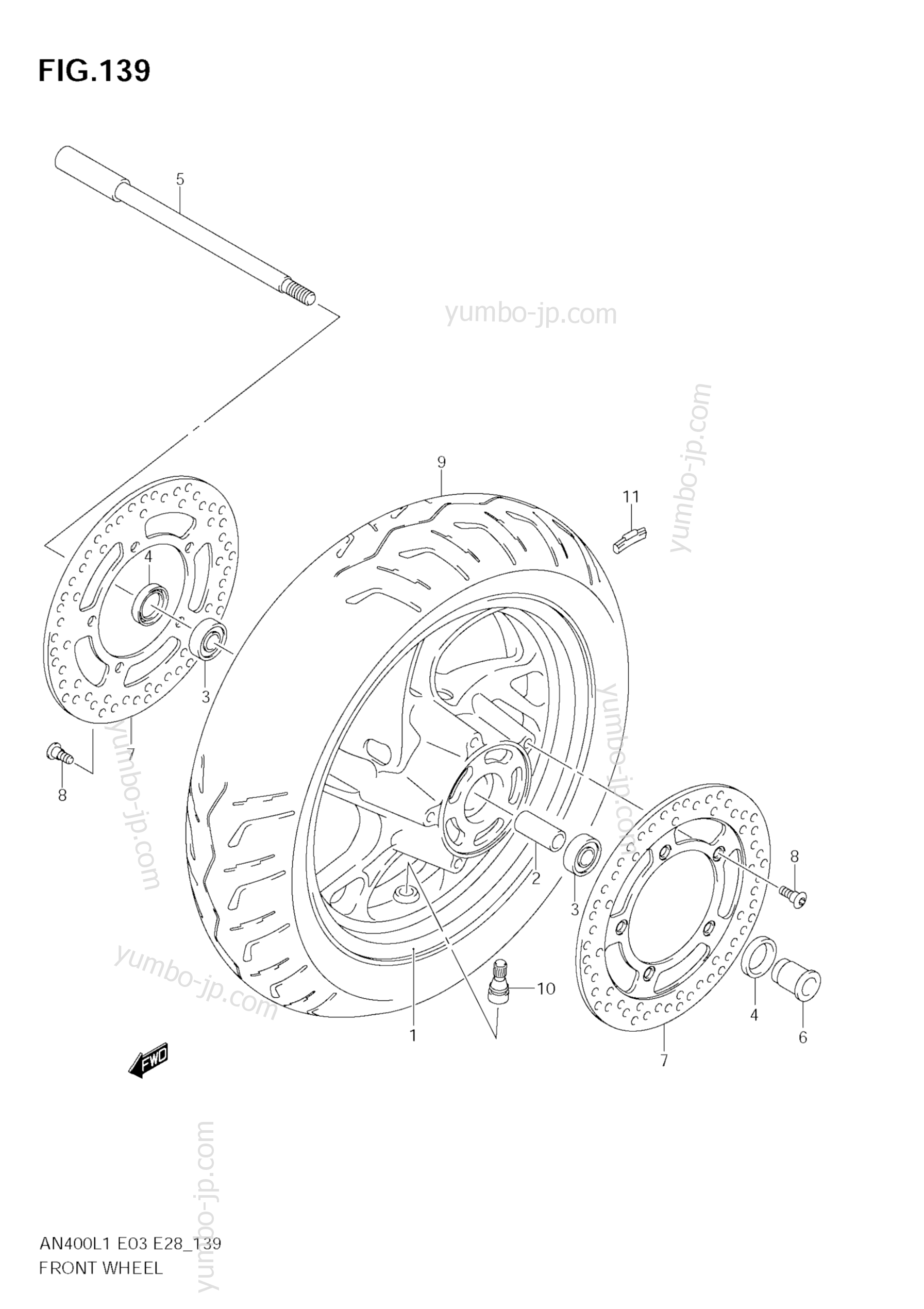 FRONT WHEEL (AN400 L1 E3) for scooters SUZUKI Burgman (AN400A) 2011 year