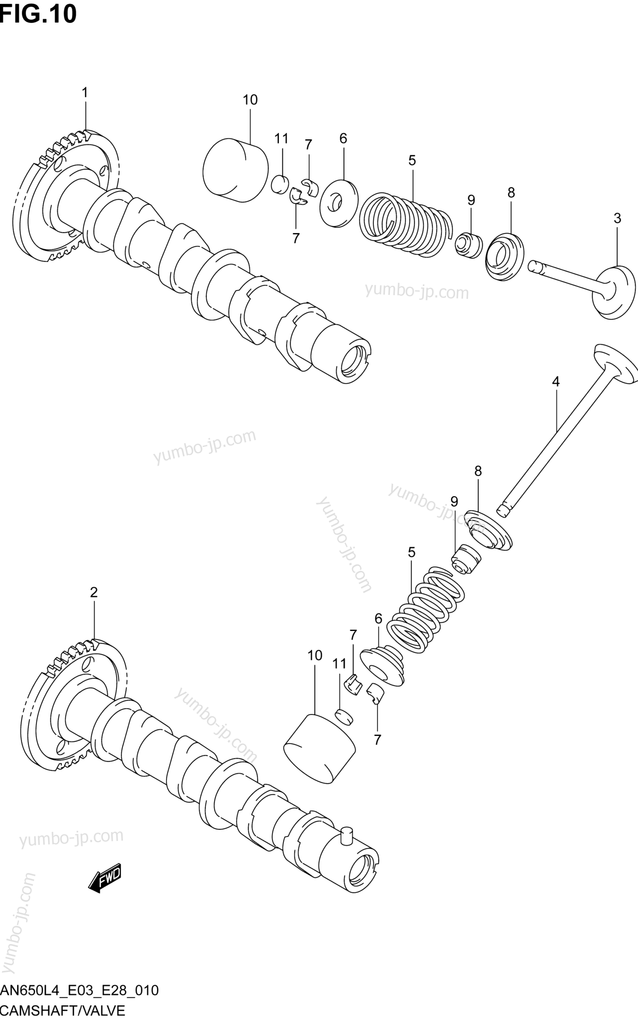 CAMSHAFT/VALVE for scooters SUZUKI AN650 2014 year