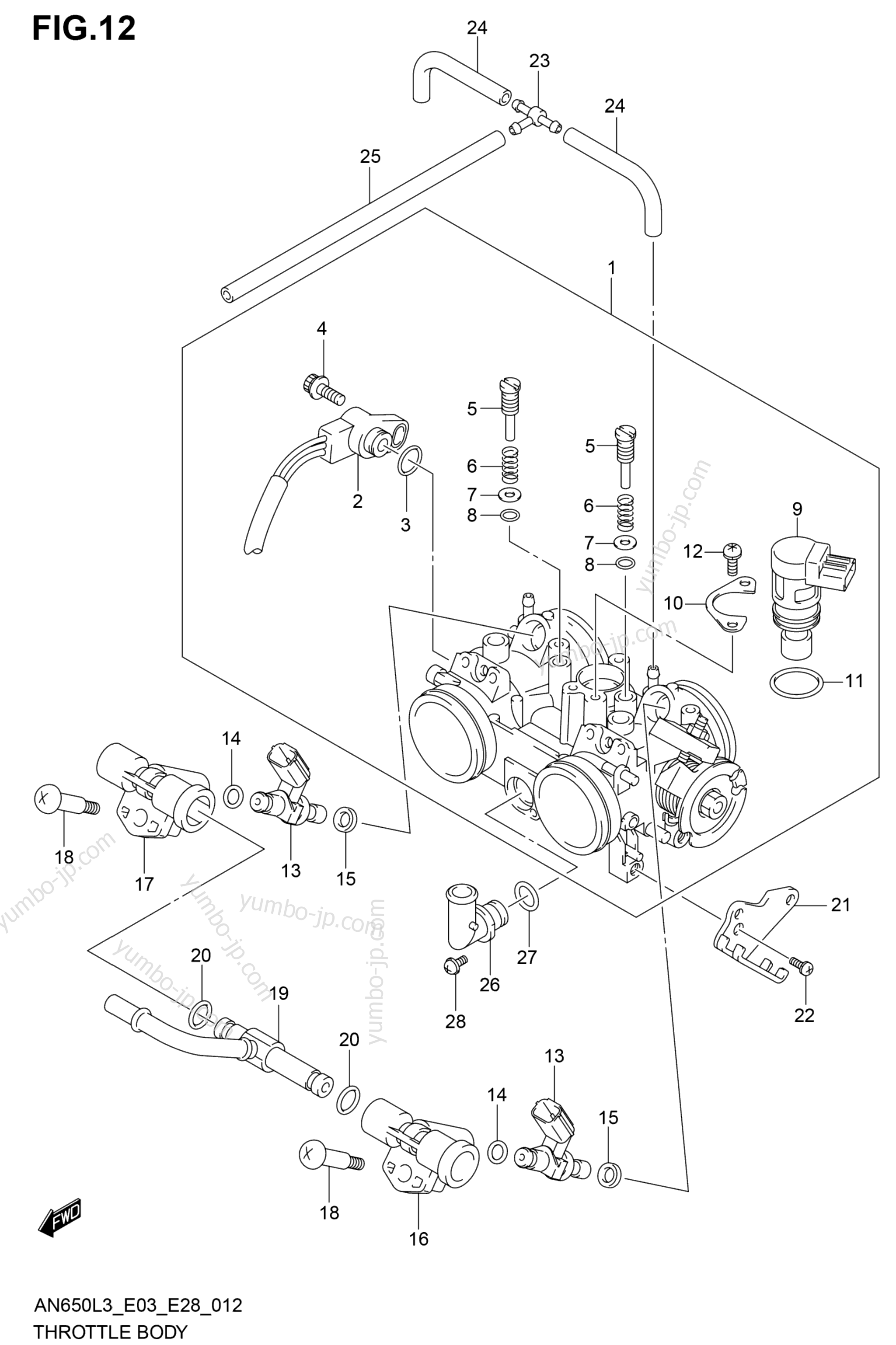THROTTLE BODY (AN650L3 E03) for scooters SUZUKI AN650Z 2013 year