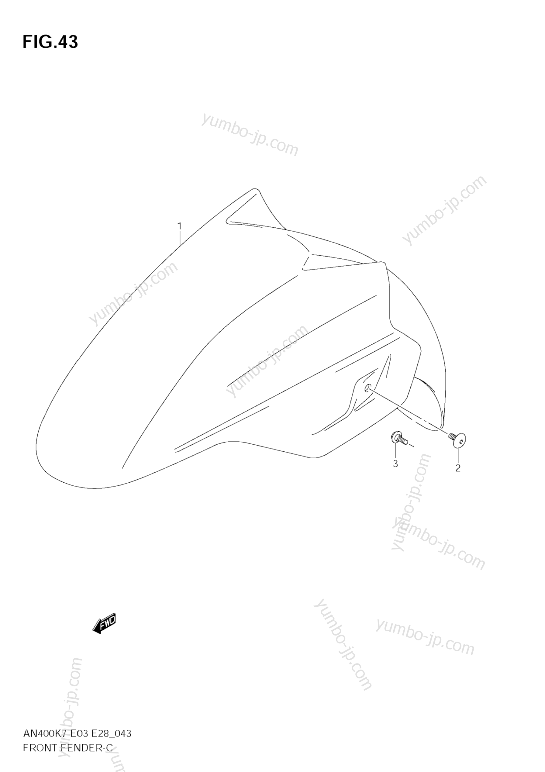 FRONT FENDER (MODEL K7/K8) for scooters SUZUKI Burgman (AN400A) 2007 year