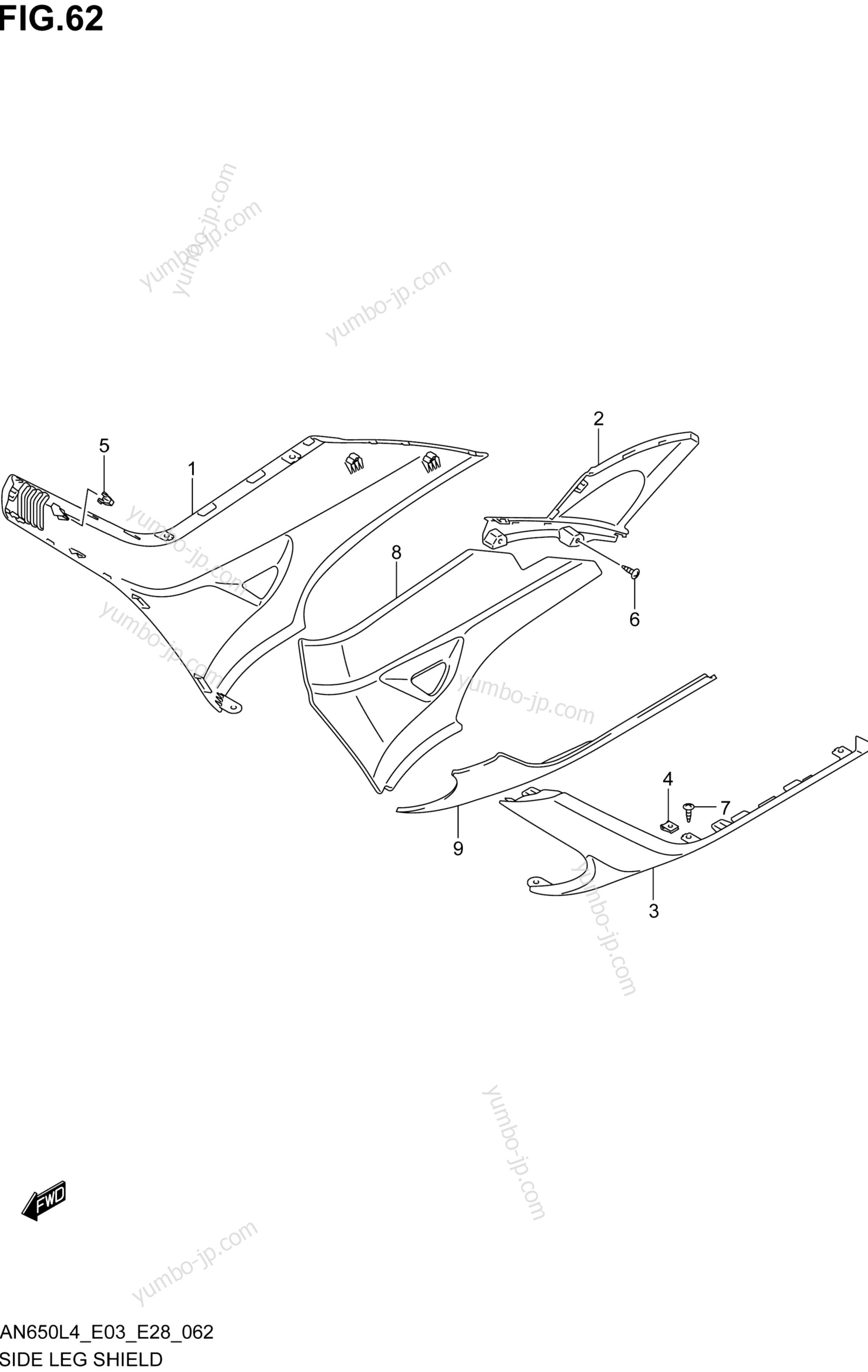 SIDE LEG SHIELD for scooters SUZUKI AN650 2014 year