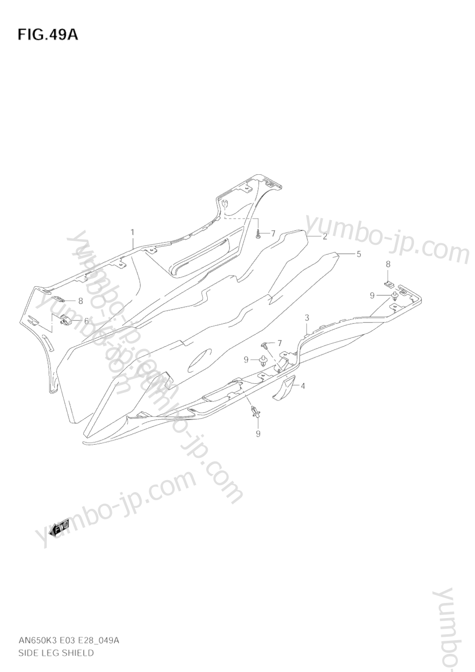 SIDE LEG SHIELD (MODEL K5) для скутеров SUZUKI Burgman (AN650) 2003 г.