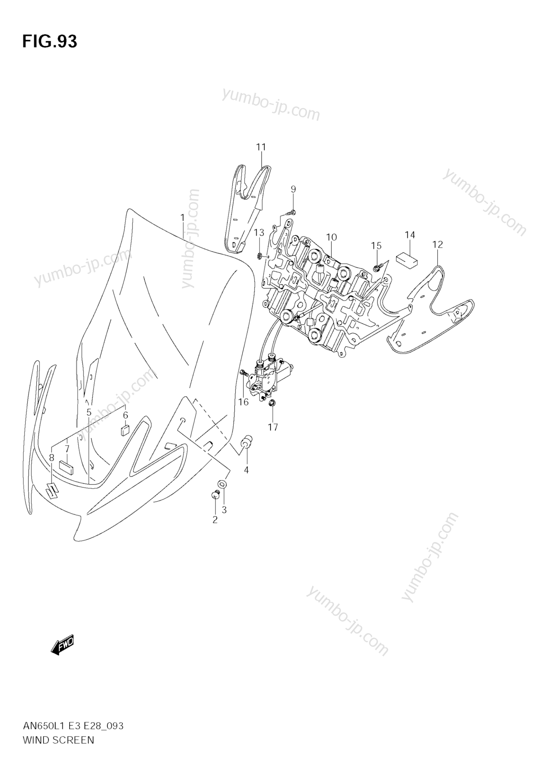 WIND SCREEN (AN650A L1 E28) для скутеров SUZUKI Burgman (AN650) 2011 г.