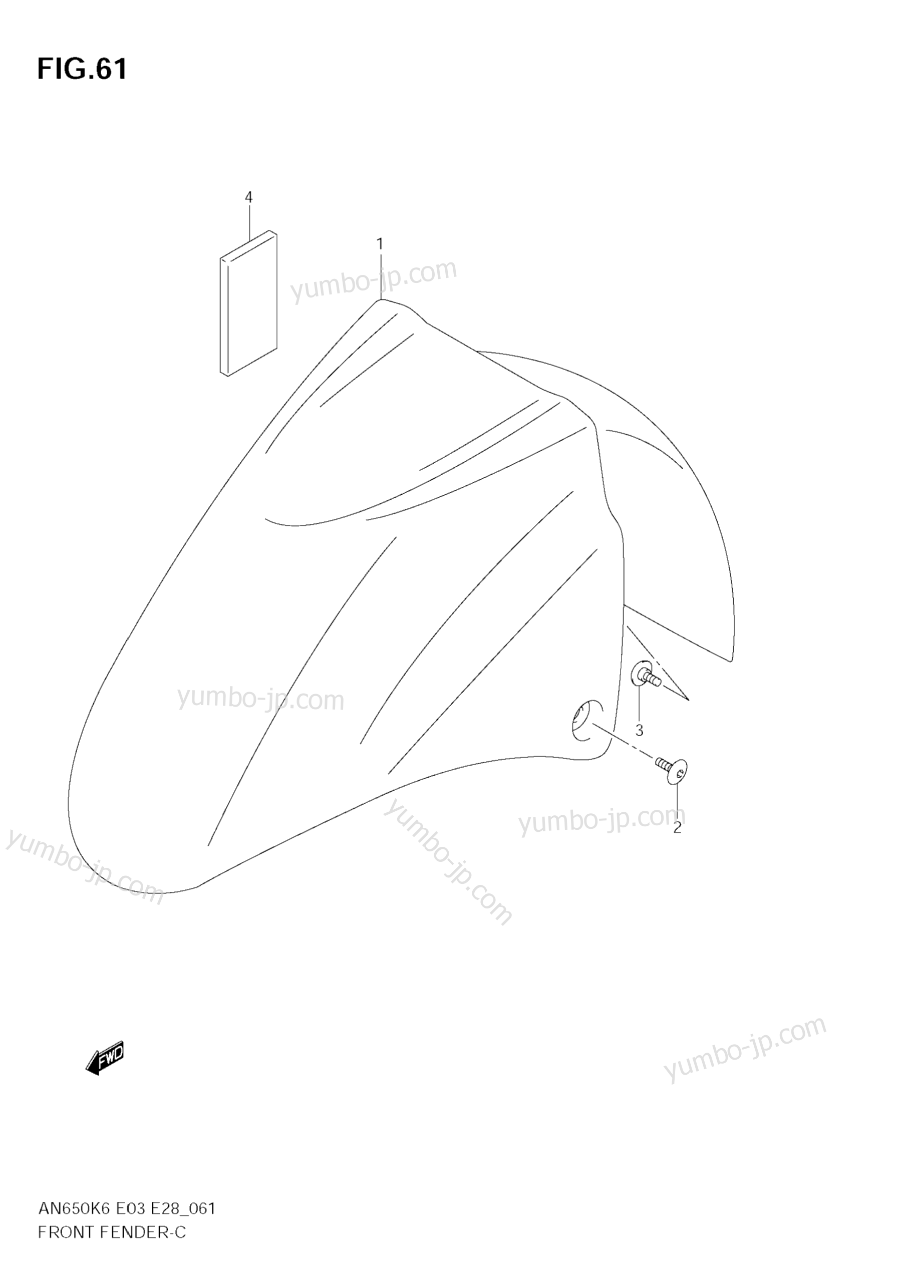 FRONT FENDER (AN650) for scooters SUZUKI Burgman (AN650A) 2008 year