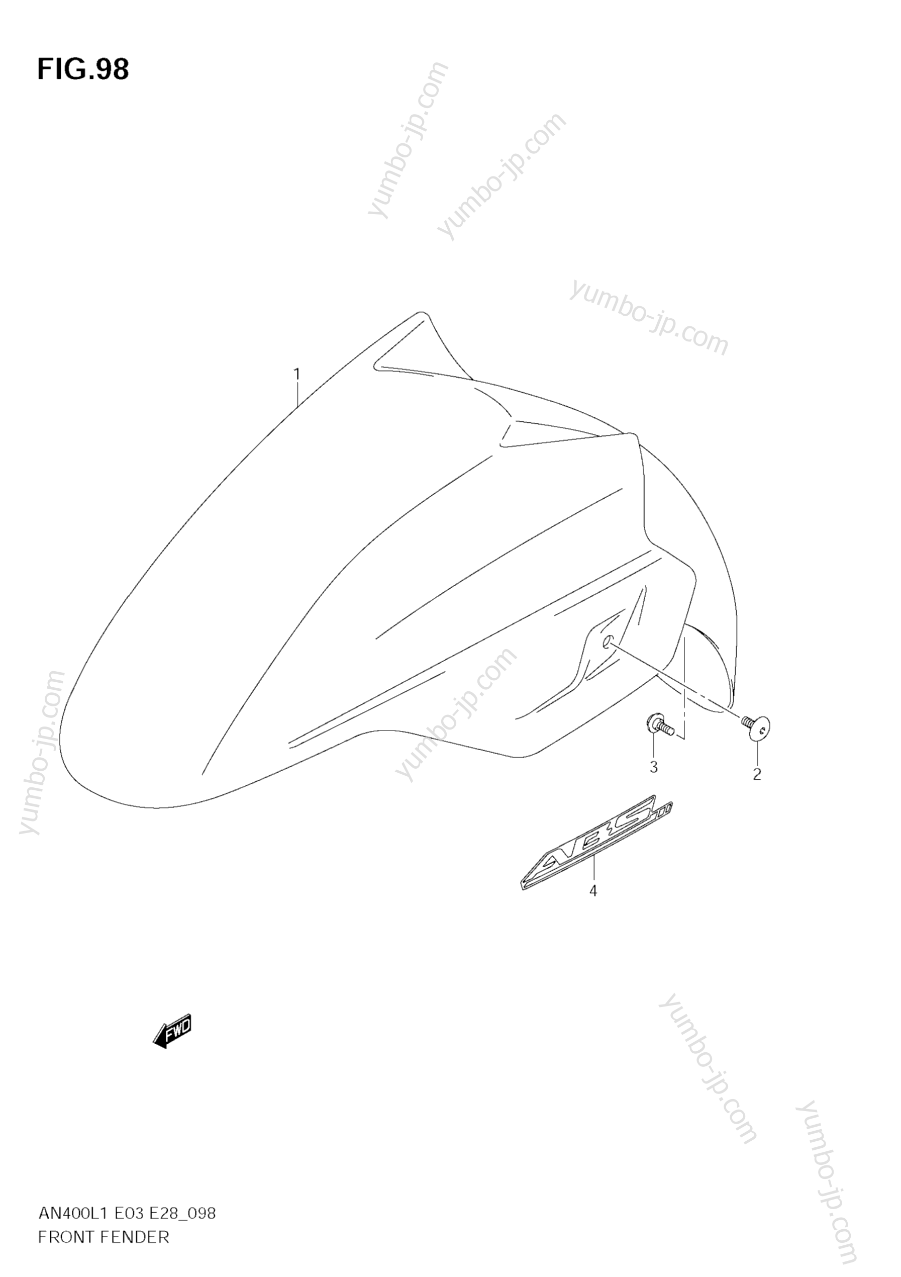 FRONT FENDER (AN400ZA L1 E28) for scooters SUZUKI Burgman (AN400A) 2011 year
