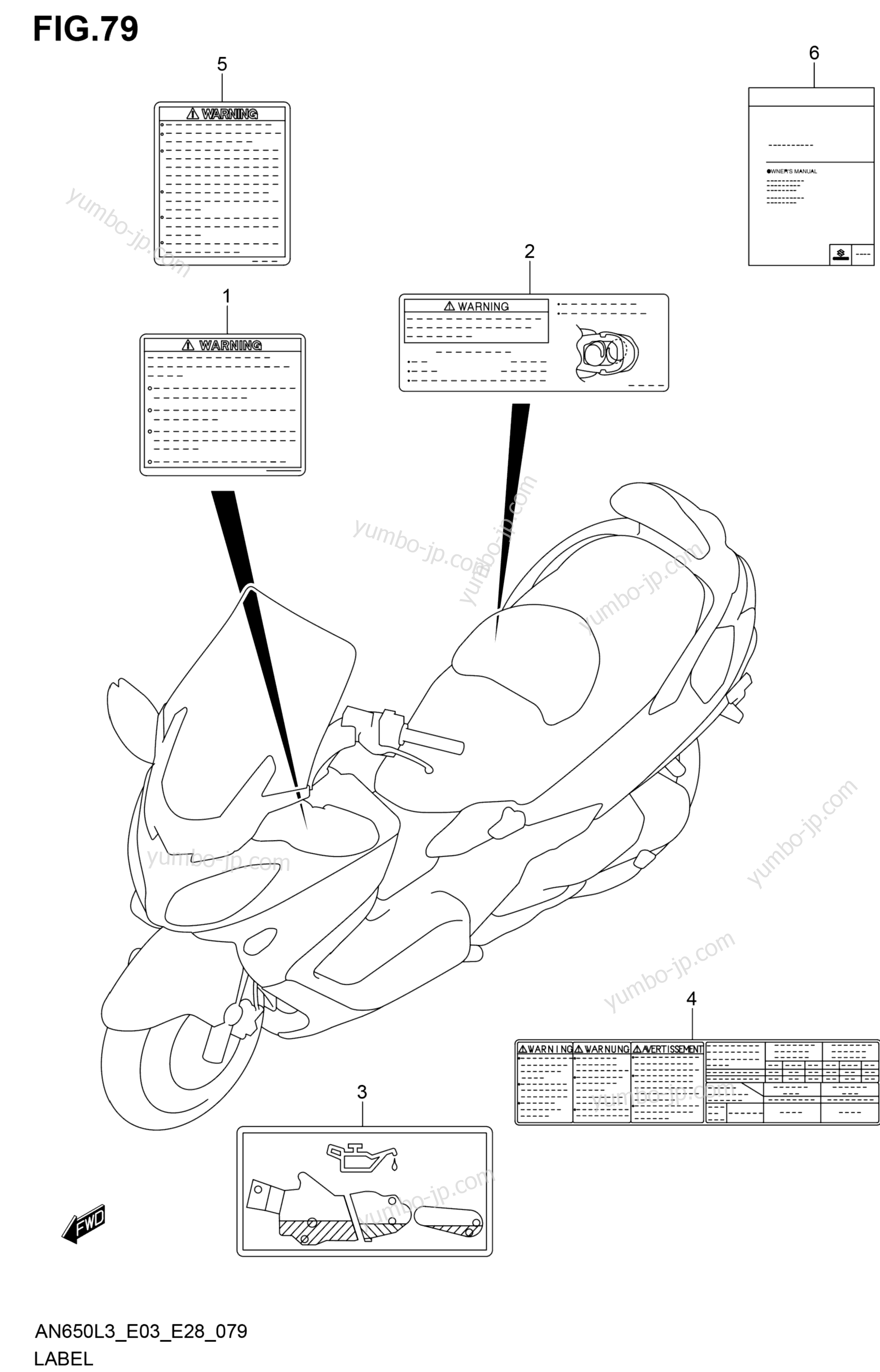 LABEL (AN650ZL3 E28) for scooters SUZUKI AN650Z 2013 year
