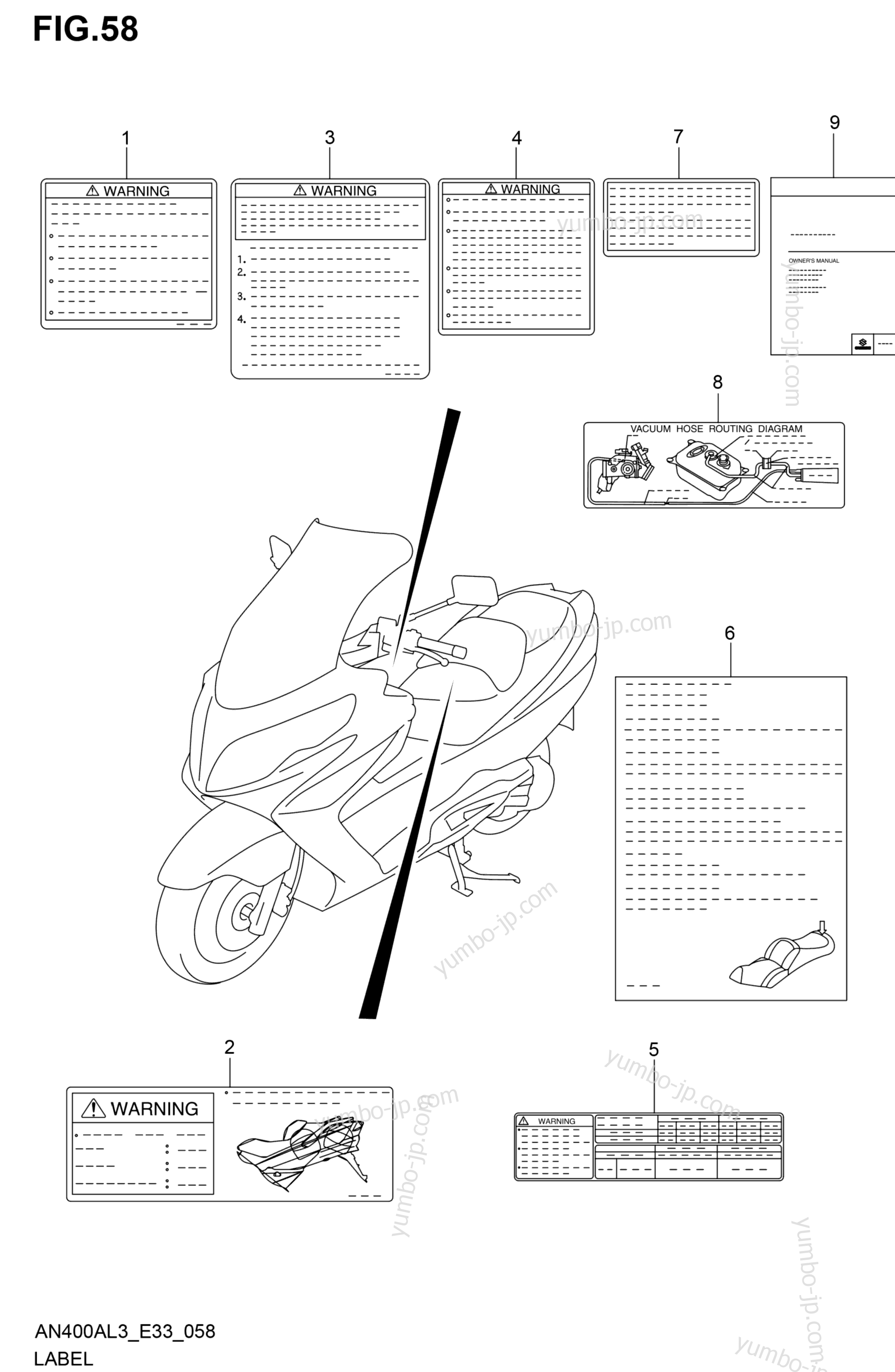 LABEL (AN400AL3 E33) for scooters SUZUKI AN400A 2013 year