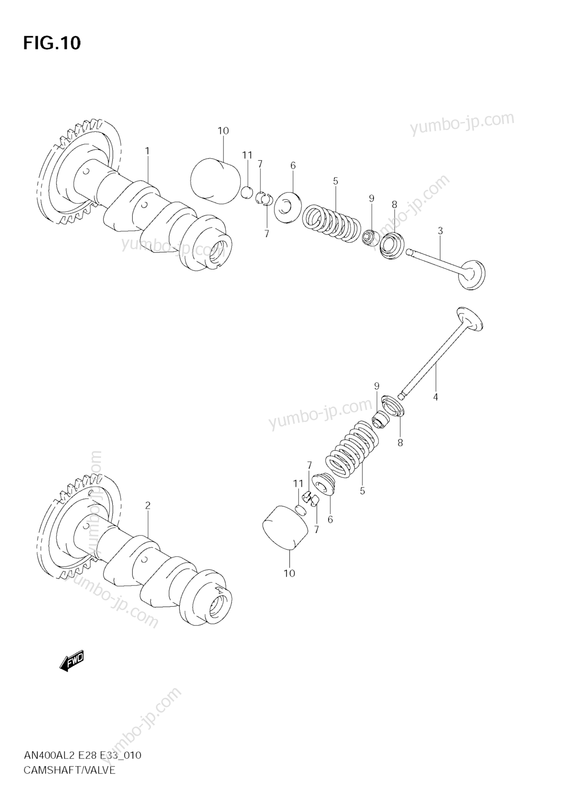 CAMSHAFT/VALVE for scooters SUZUKI Burgman (AN400A) 2012 year