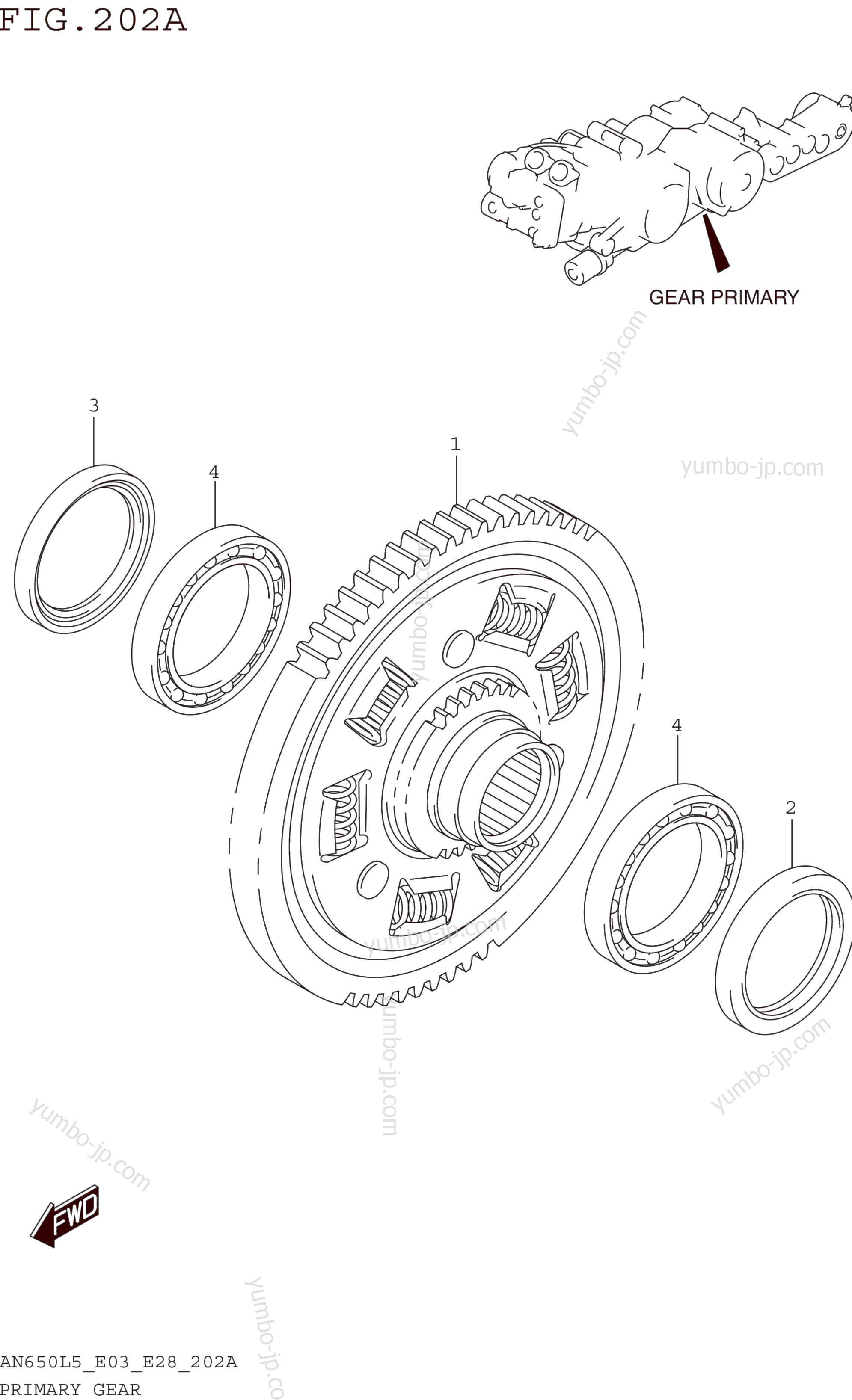 PRIMARY GEAR для скутеров SUZUKI AN650 2015 г.