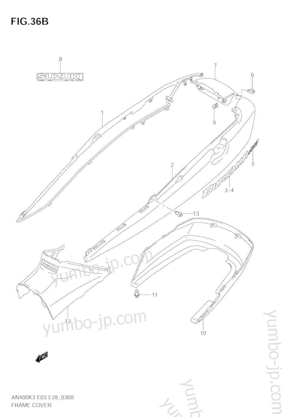 FRAME COVER (AN400K5/K6) for scooters SUZUKI Burgman (AN400) 2004 year