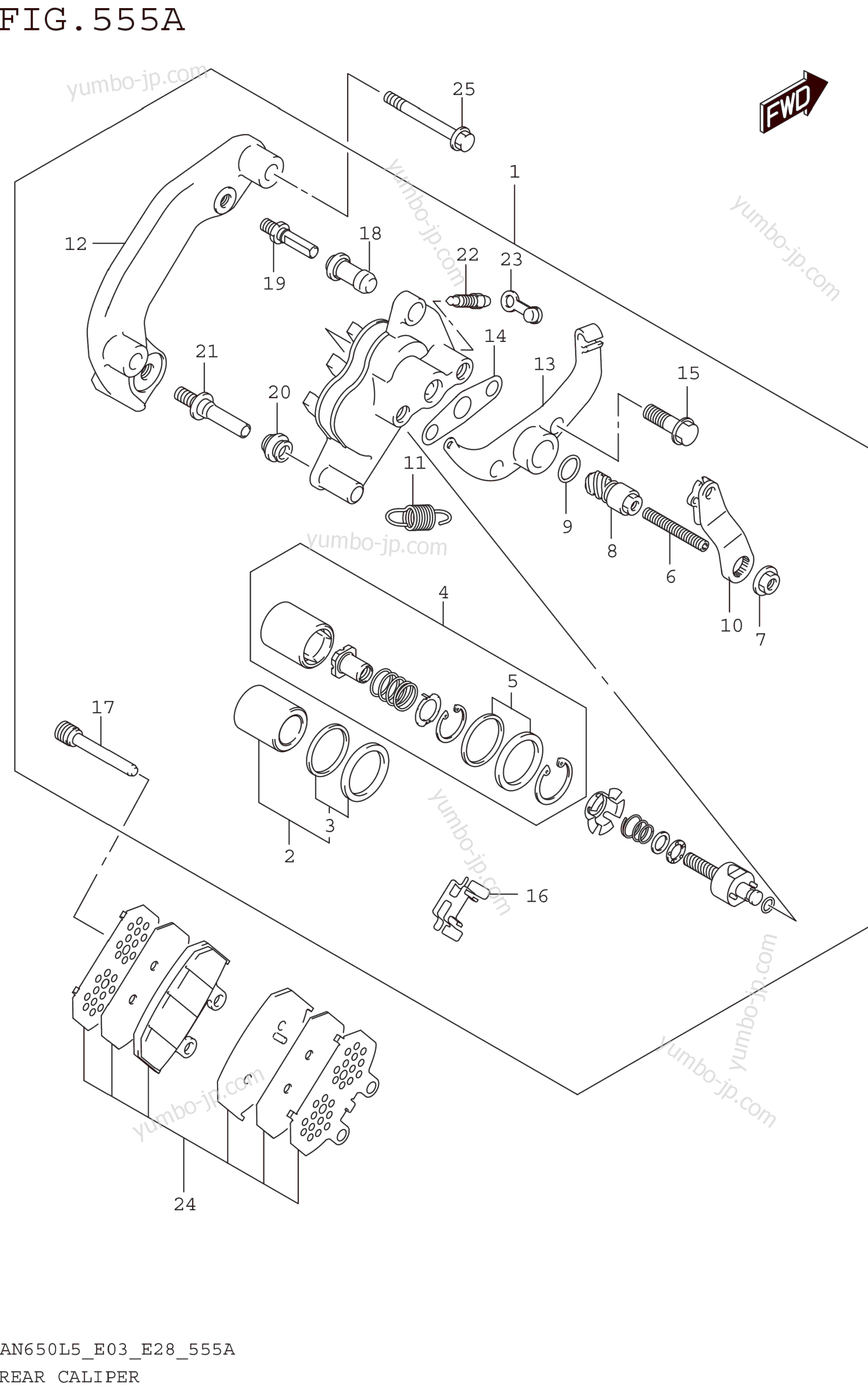 REAR CALIPER для скутеров SUZUKI AN650 2015 г.