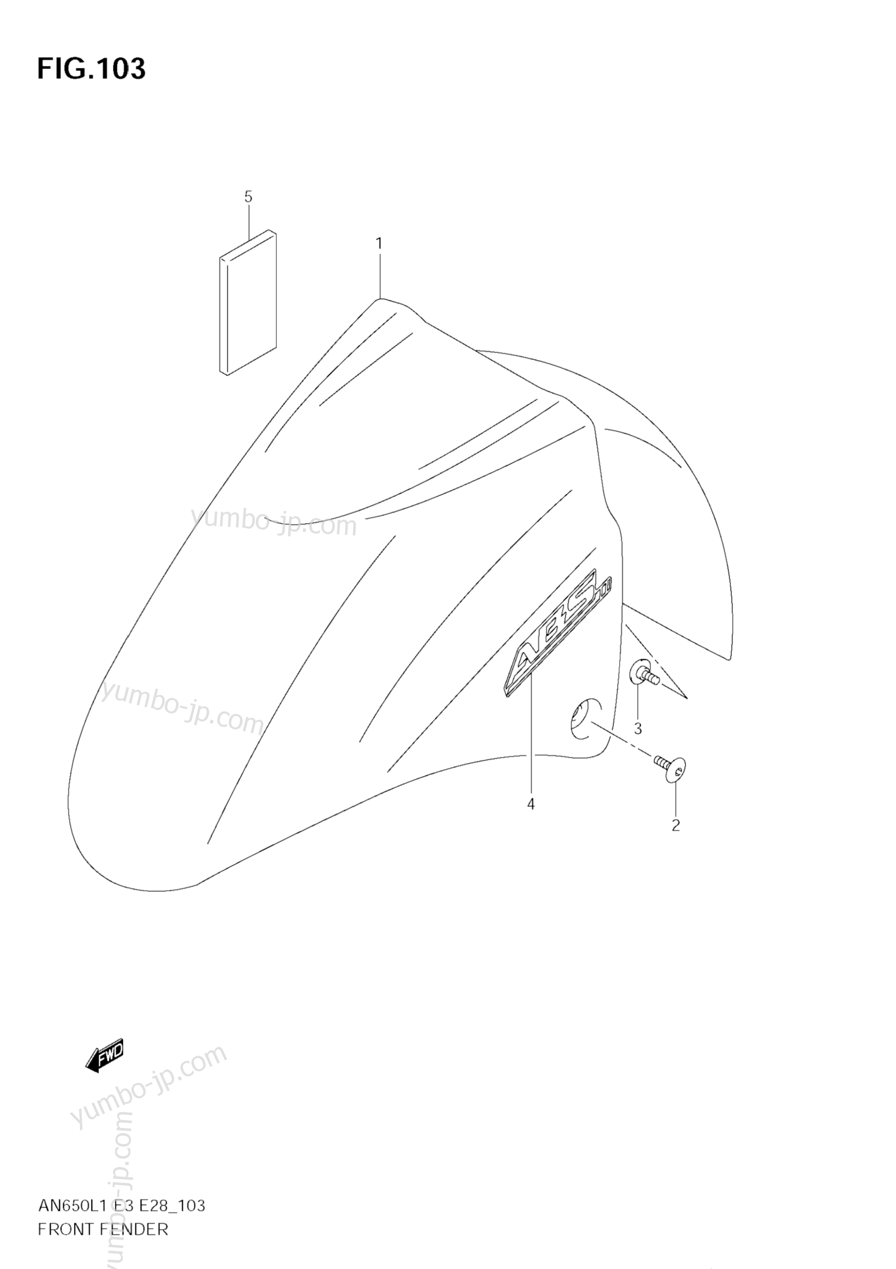 FRONT FENDER (AN650A L1 E33) for scooters SUZUKI Burgman (AN650A) 2011 year