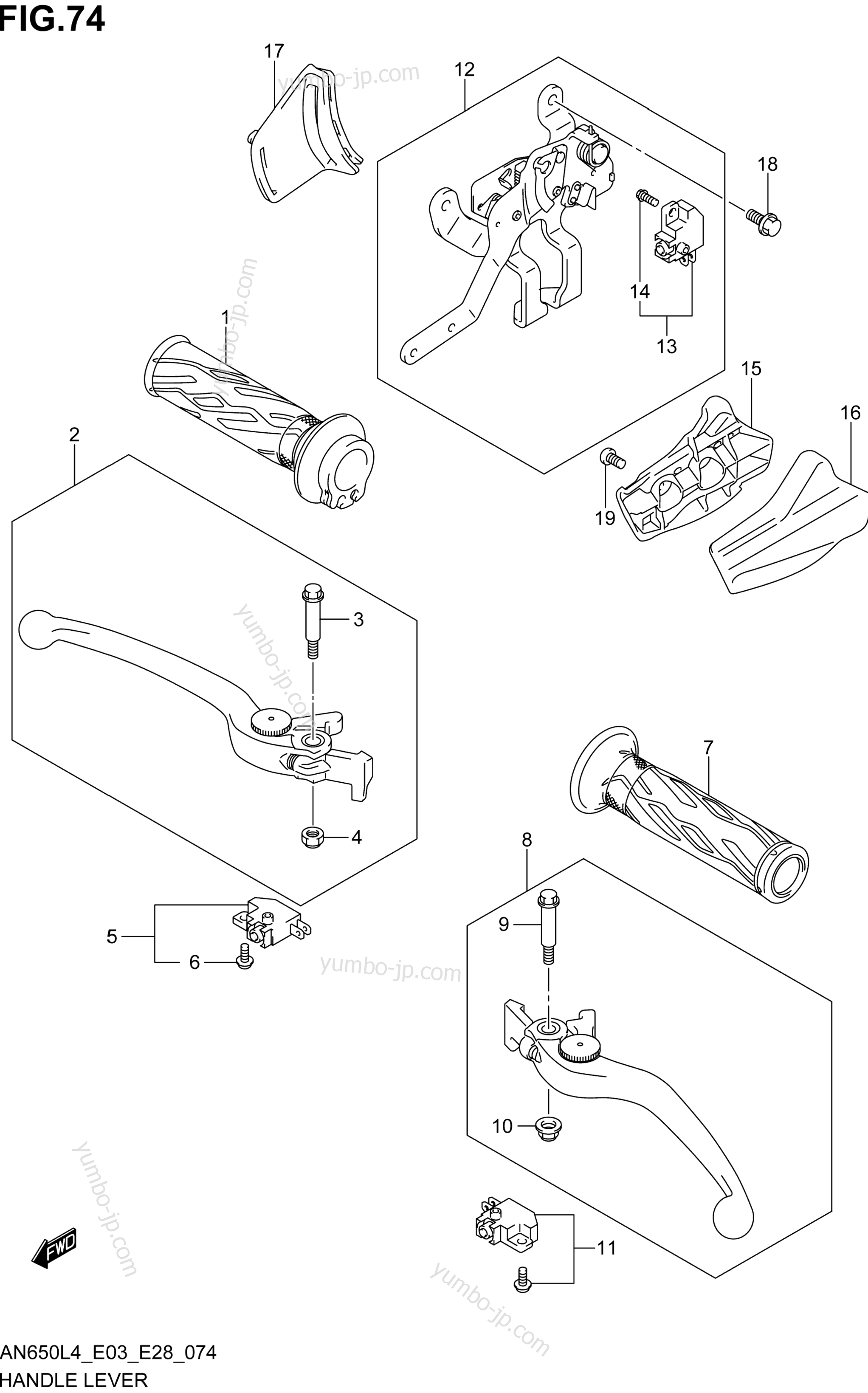 HANDLE LEVER (AN650L4 E33) для скутеров SUZUKI AN650Z 2014 г.