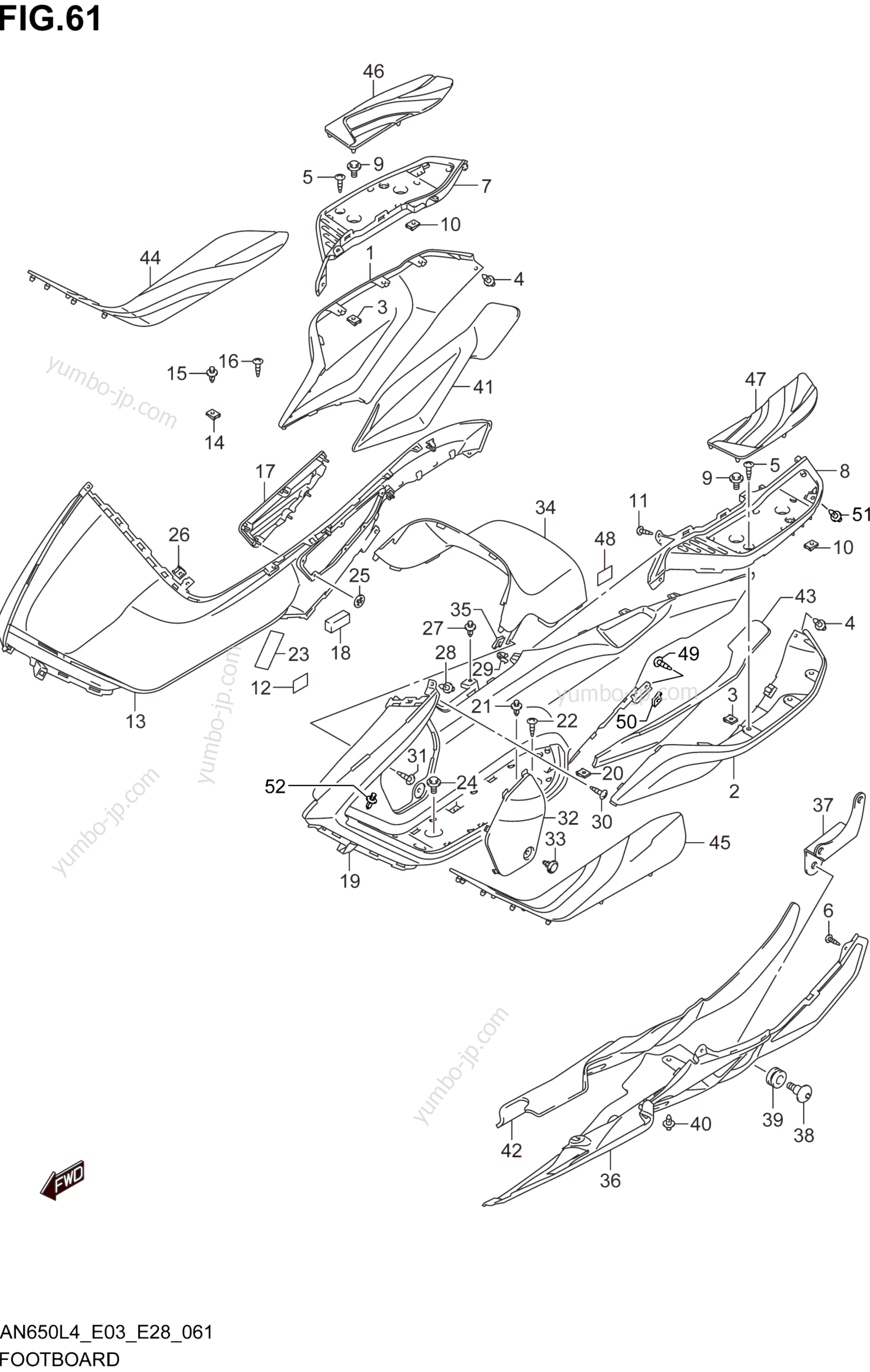 FOOTBOARD for scooters SUZUKI AN650 2014 year