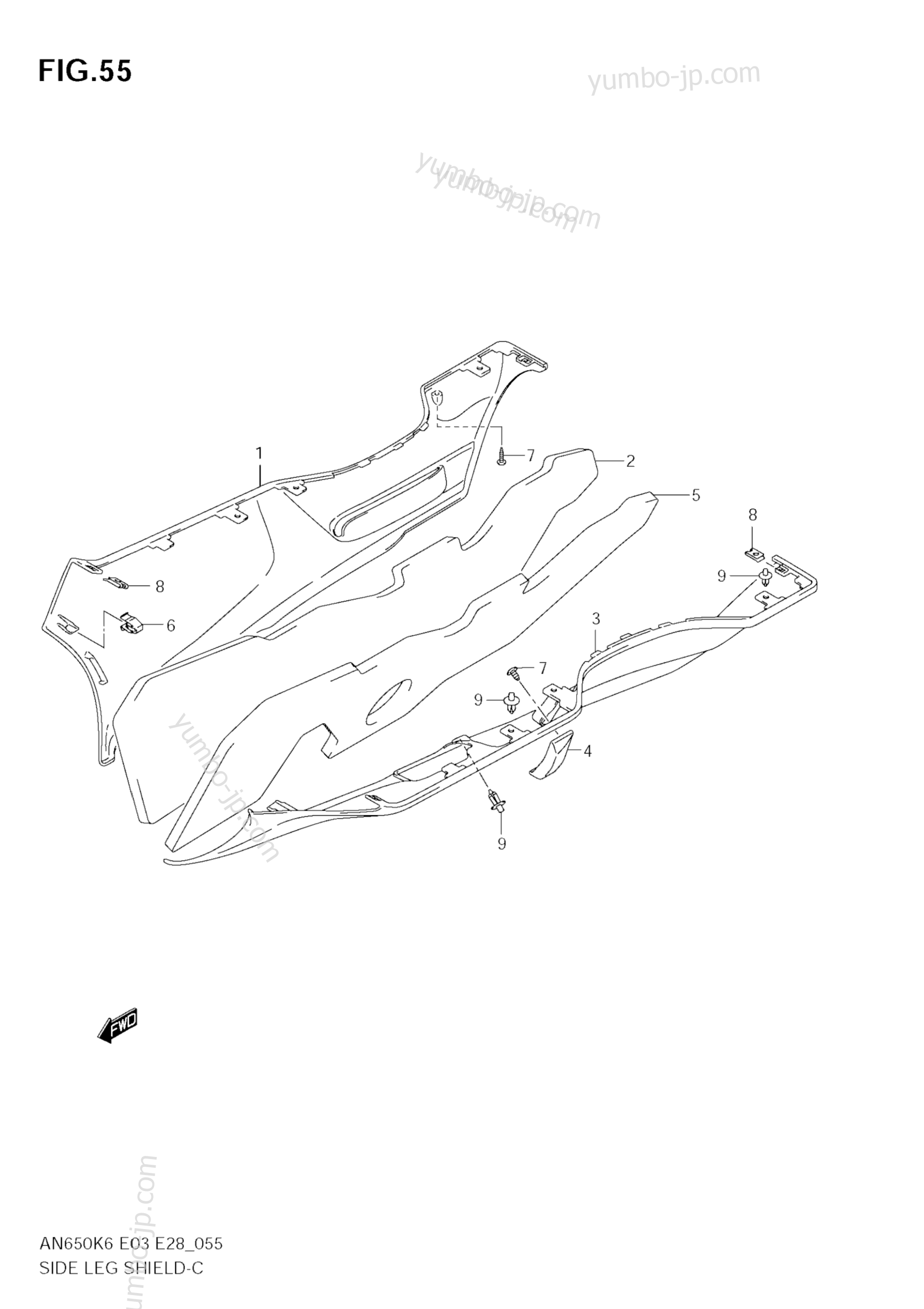 SIDE LEG SHIELD (MODEL K6) для скутеров SUZUKI Burgman (AN650A) 2008 г.