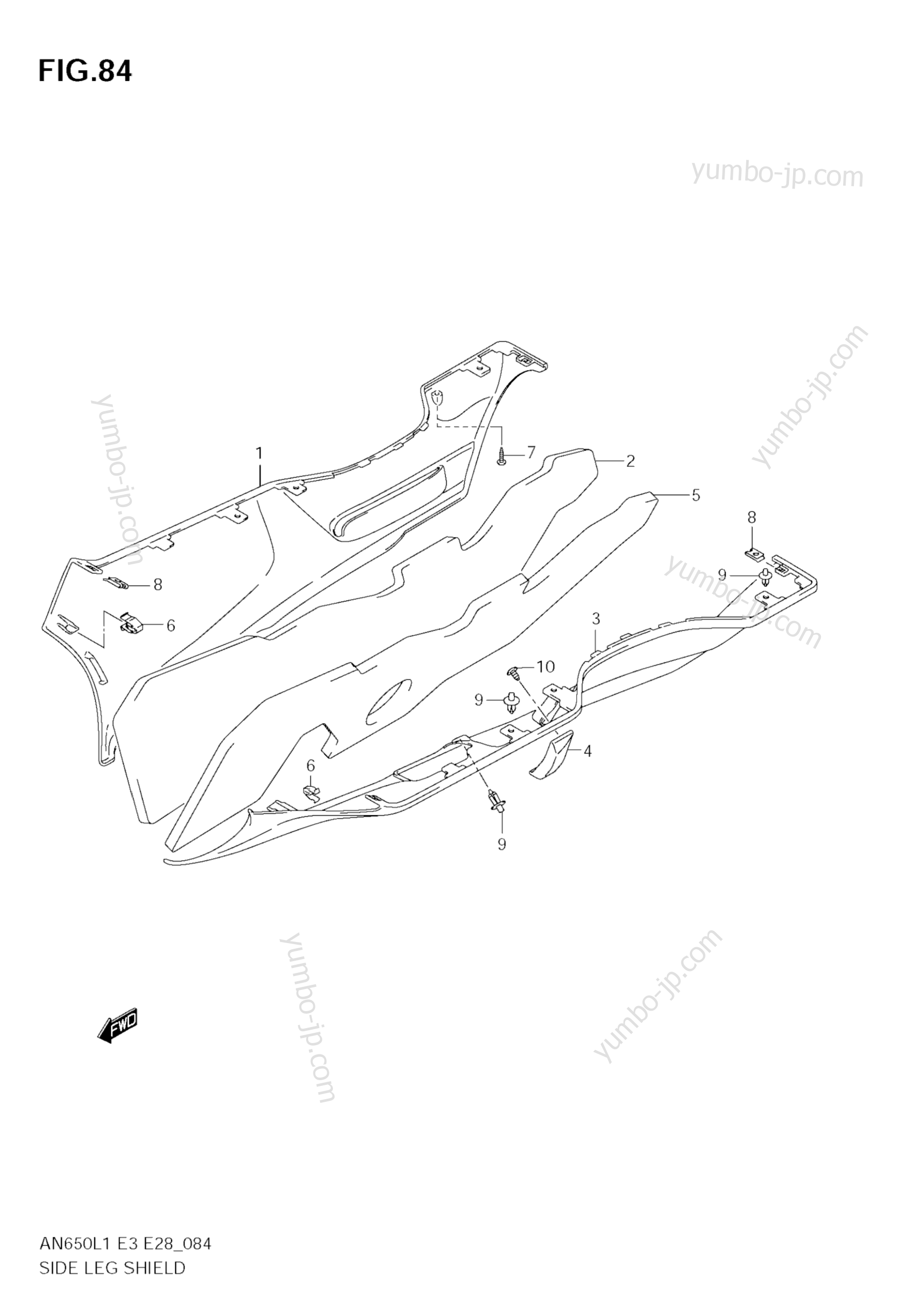 SIDE LEG SHIELD (AN650 L1 E33) для скутеров SUZUKI Burgman (AN650A) 2011 г.