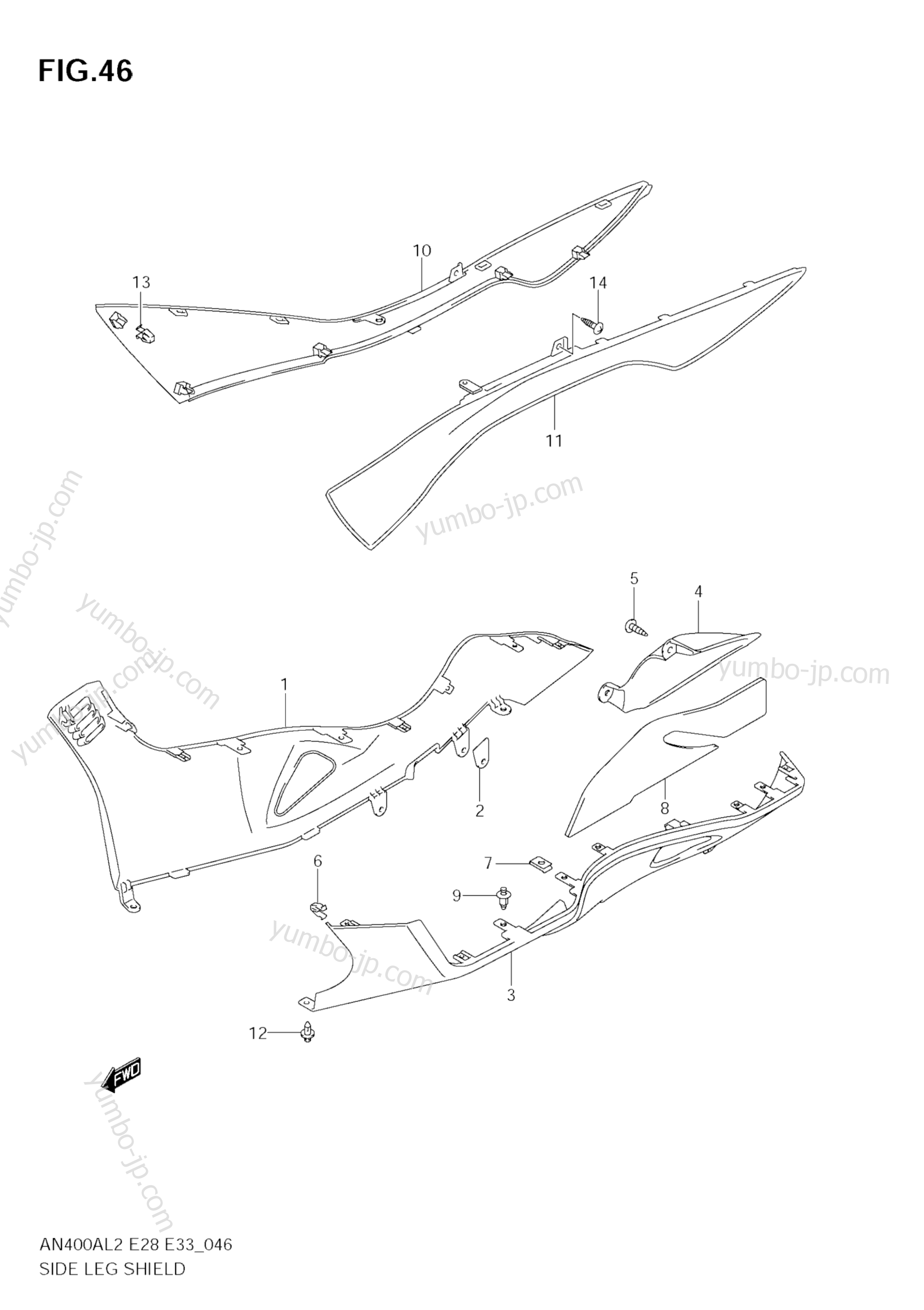 SIDE LEG SHIELD (AN400ZA L2 E28) для скутеров SUZUKI Burgman (AN400A) 2012 г.