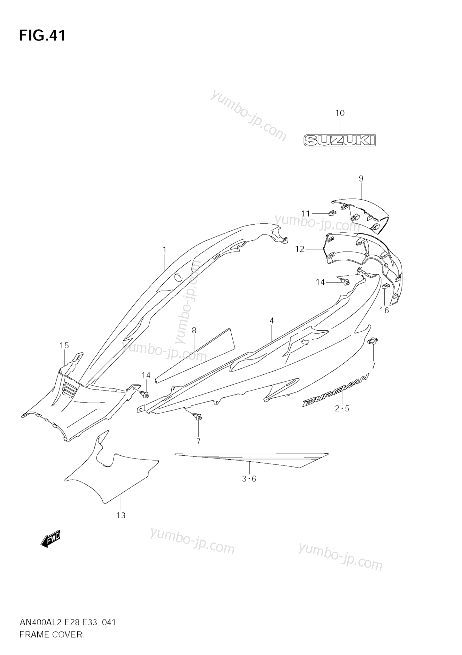 FRAME COVER (AN400ZA L2 E28) for scooters SUZUKI Burgman (AN400A) 2012 year
