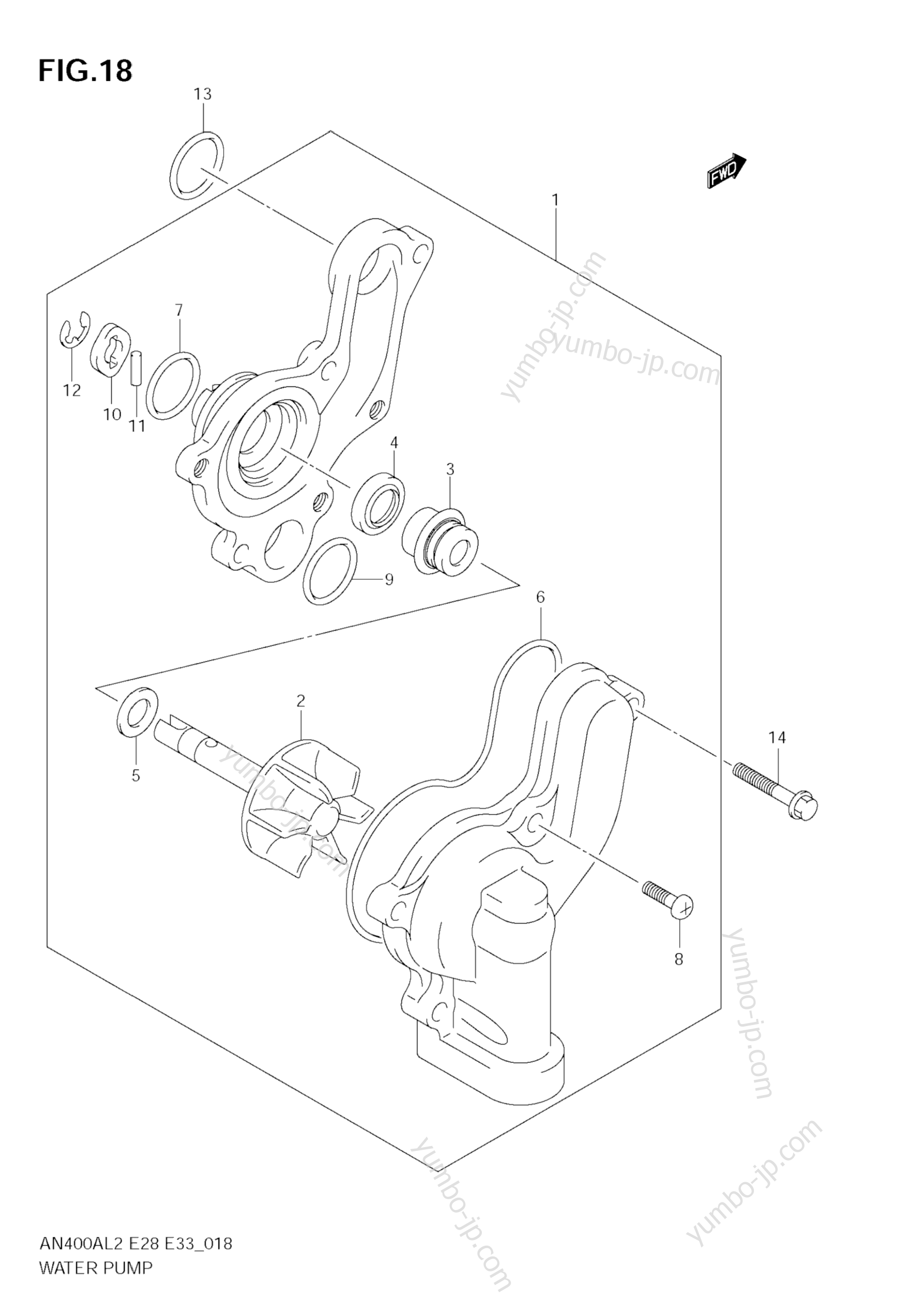 WATER PUMP for scooters SUZUKI Burgman (AN400A) 2012 year