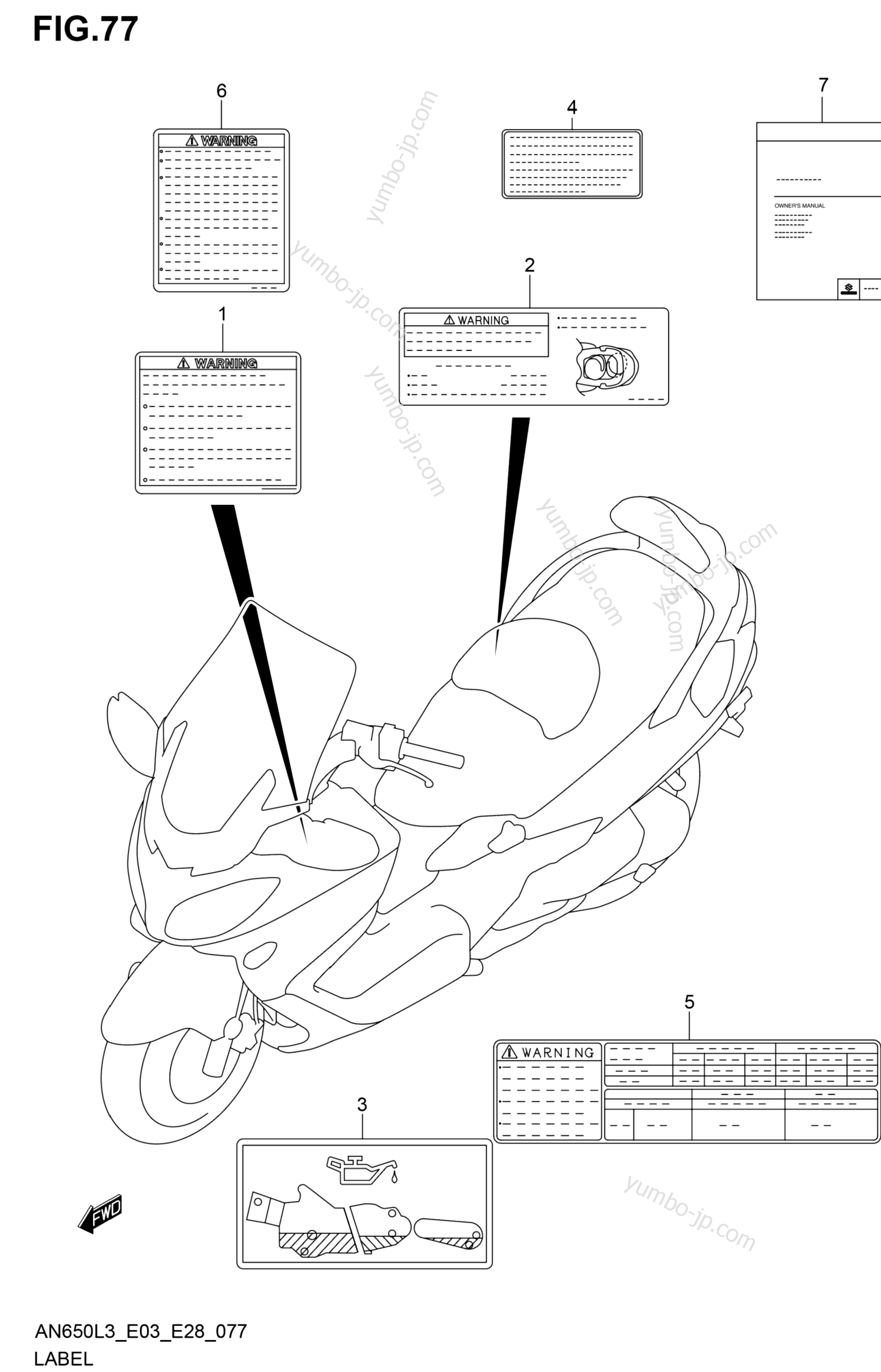 LABEL (AN650L3 E03) for scooters SUZUKI AN650Z 2013 year
