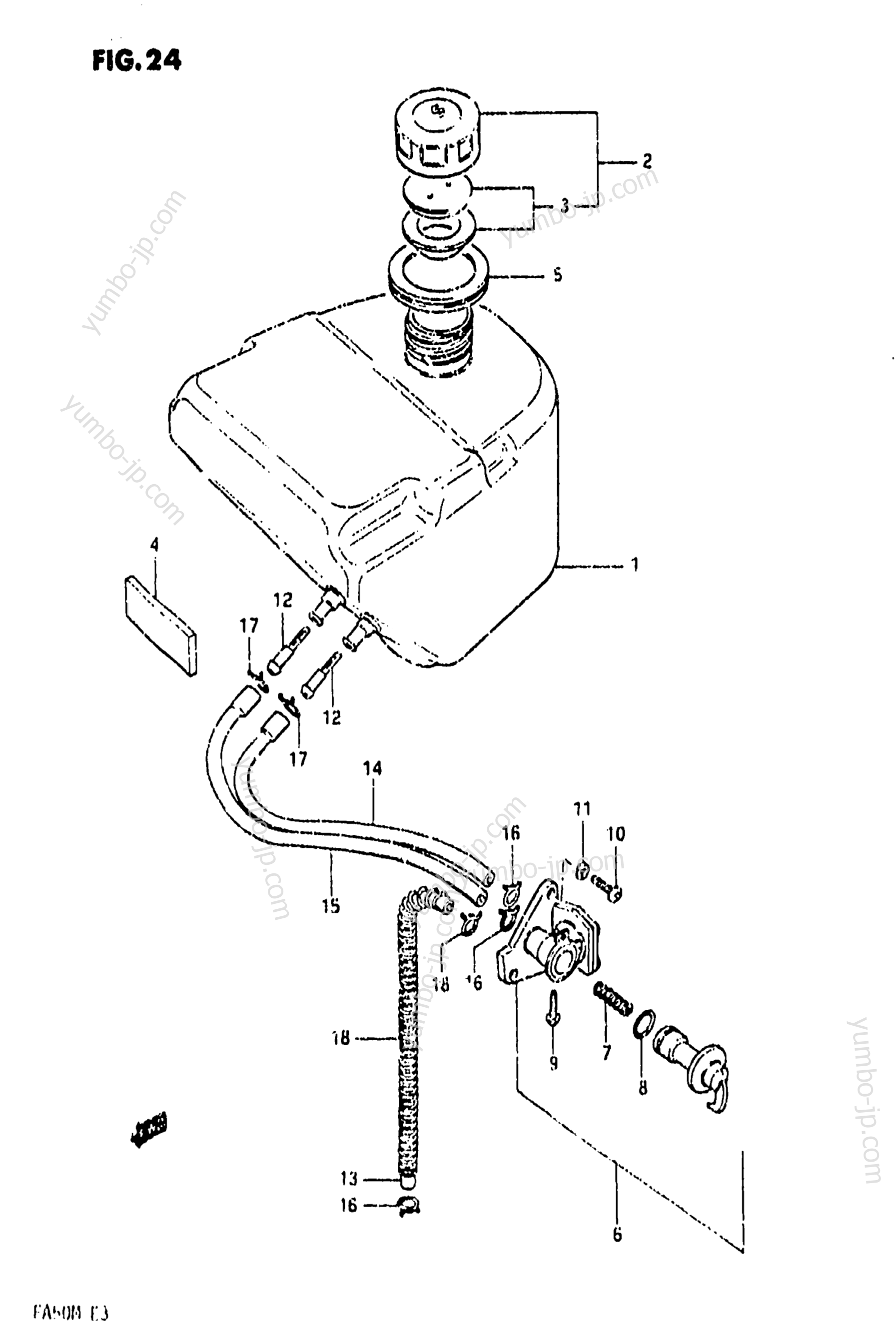 FUEL TANK (MODEL D/E/F/G/H/J/K/L/M) для скутеров SUZUKI FA50 1989 г.